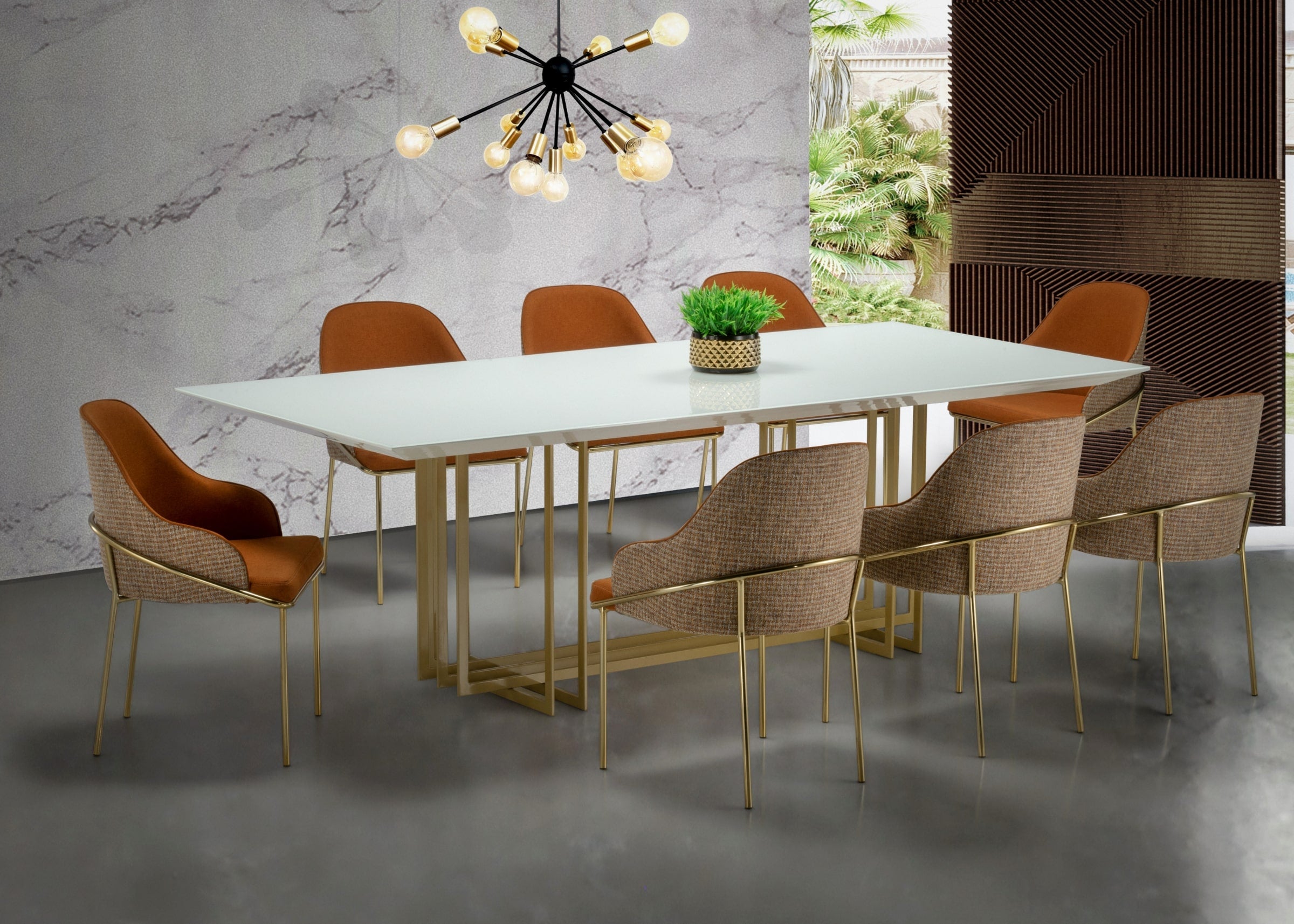 Cadeira para mesa de jantar Onda destacando suas linhas elegantes e acabamento refinado.
