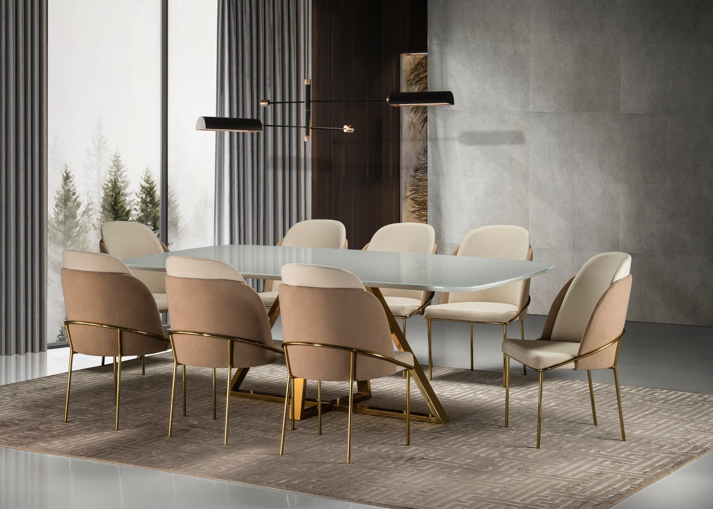 Cadeira para mesa de jantar Green com estrutura em aço carbono e assento confortável.