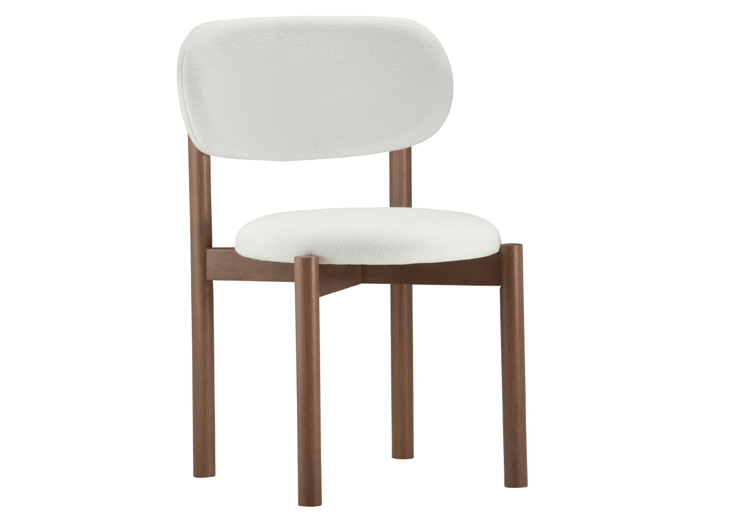 Cadeira Livia para sala de jantar com base em laminado de madeira. Móvel elegante e sofisticado para composições modernas.