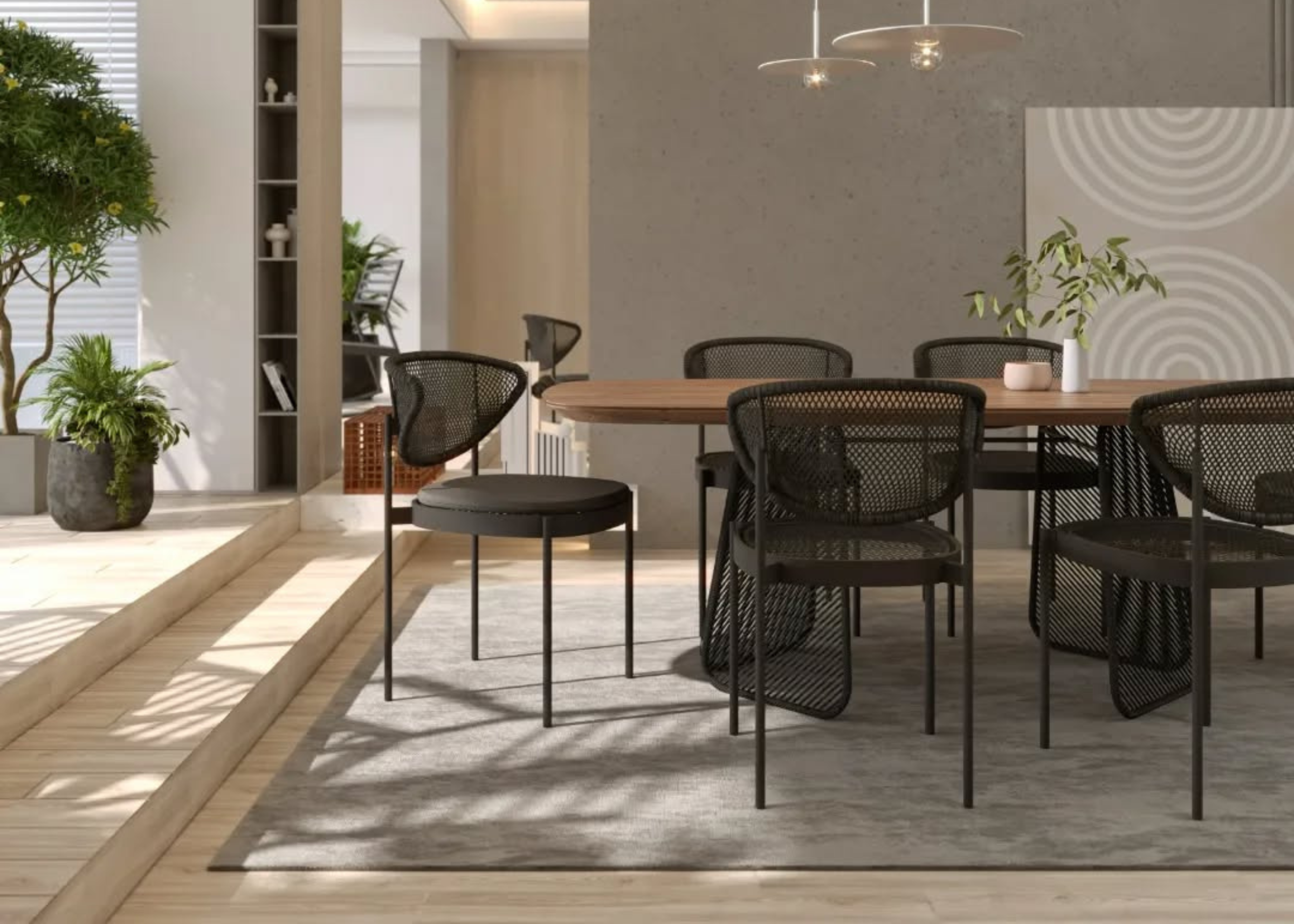Cadeira Sea em fibra sintética com assento impermeável, design moderno e trançado artesanal. Indicada para áreas externas ou varandas cobertas.