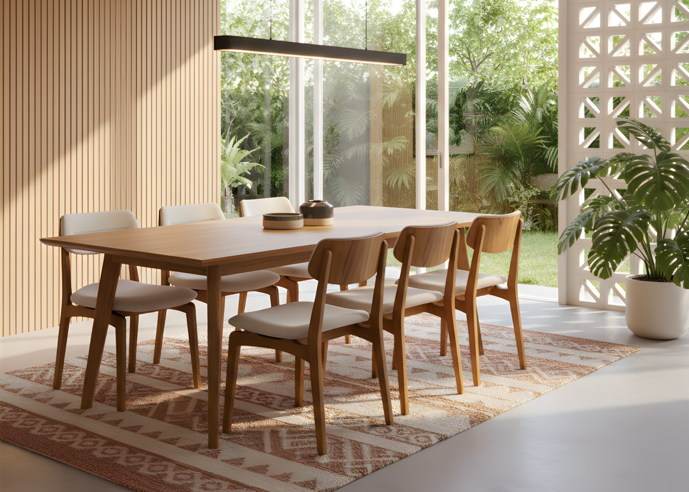 Cadeira Shell para sala de jantar contemporânea, com estrutura em madeira mel e design elegante que valoriza o ambiente com leveza e sofisticação.