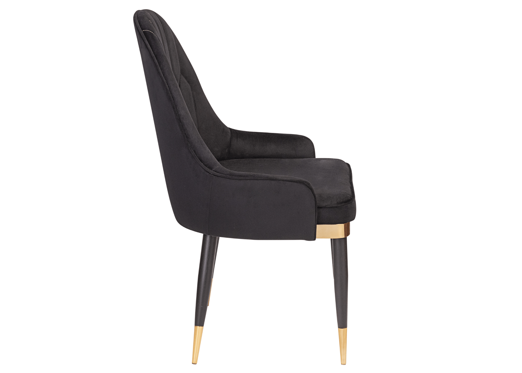 Base em madeira eucalipto pintada com ponta dourada: luxo e sofisticação.