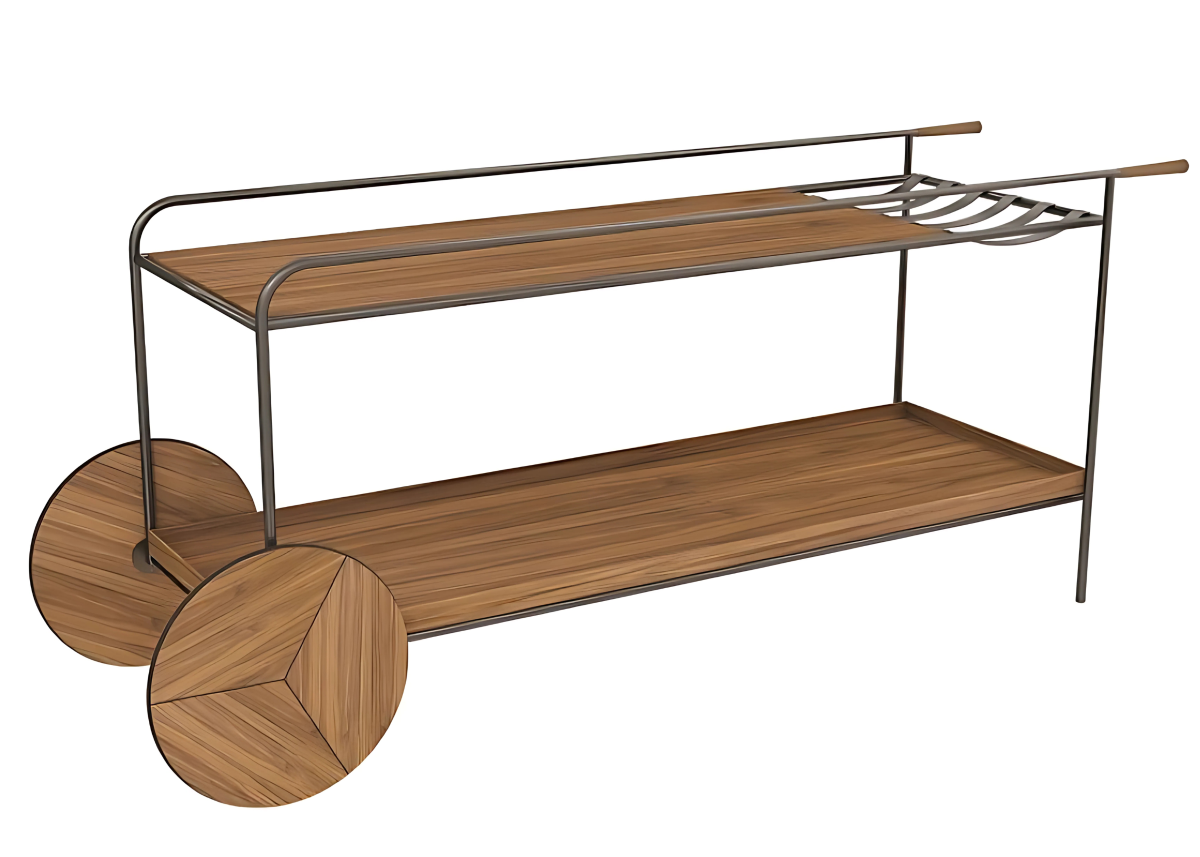 Design alongado do Carrinho Bar Bohême, uma obra de arte funcional.