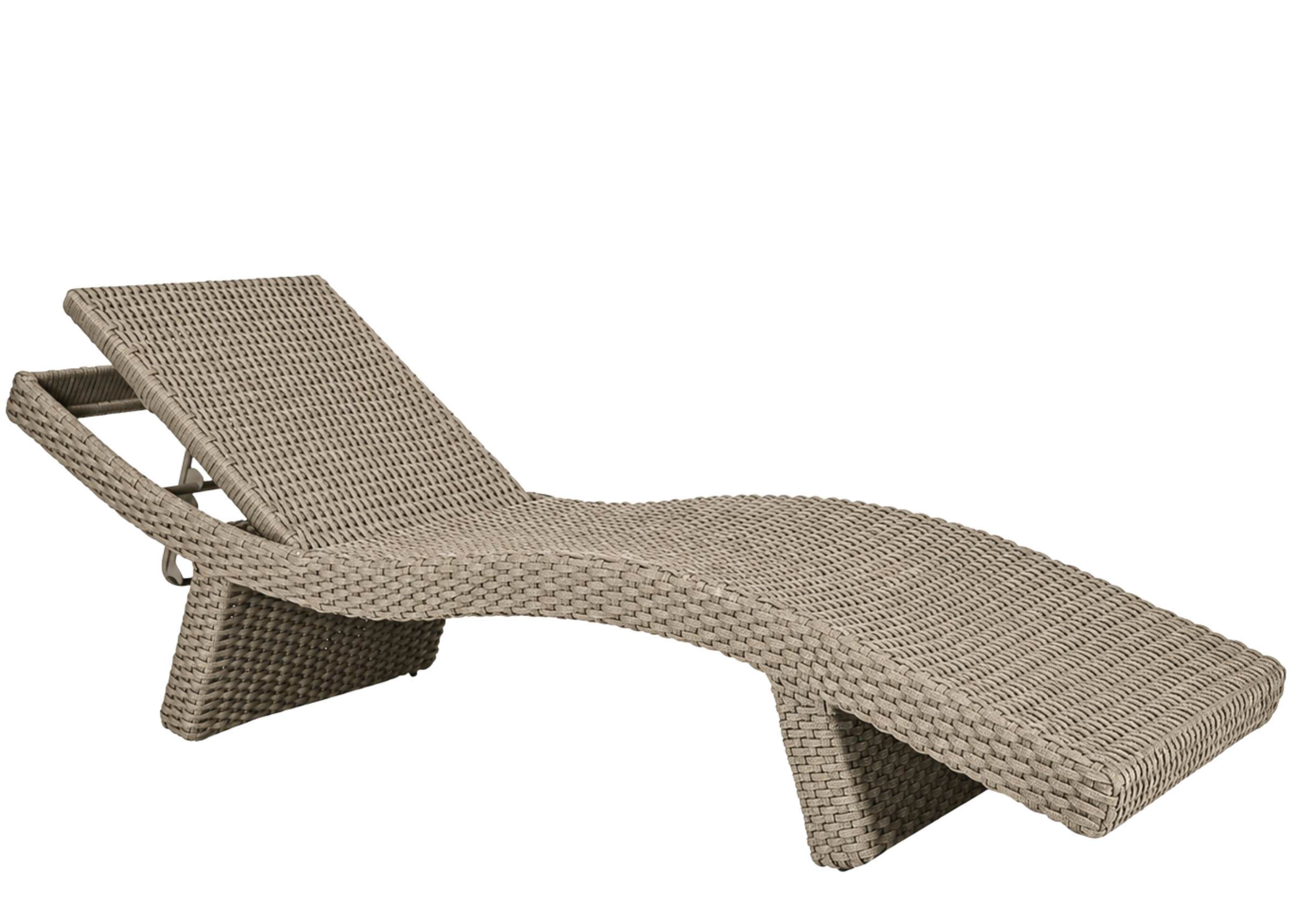 Chaise Capri para área externa com estrutura em alumínio pintado e revestimento em corda náutica, apresentando design moderno e resistente para ambientes ao ar livre.