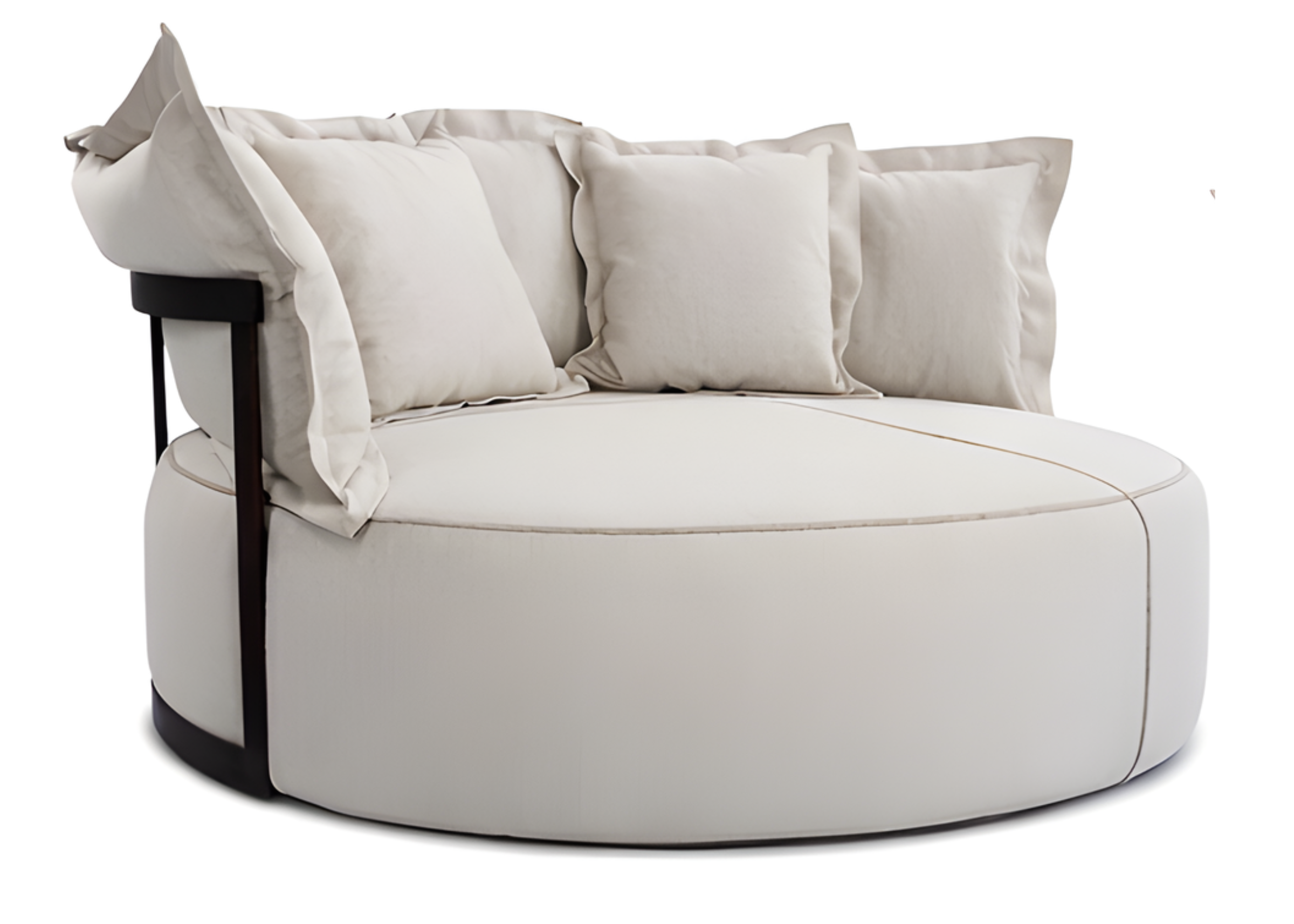 Chaise Volta sofisticada com base giratória, oferecendo conforto, elegância e design contemporâneo para ambientes modernos.