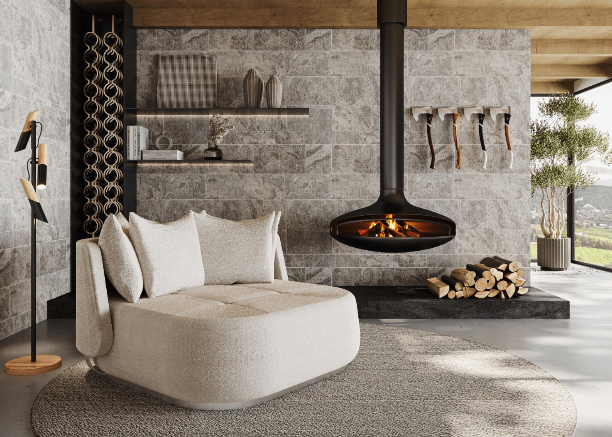 Linhas elegantes e curvas suaves da Chaise Rubi.