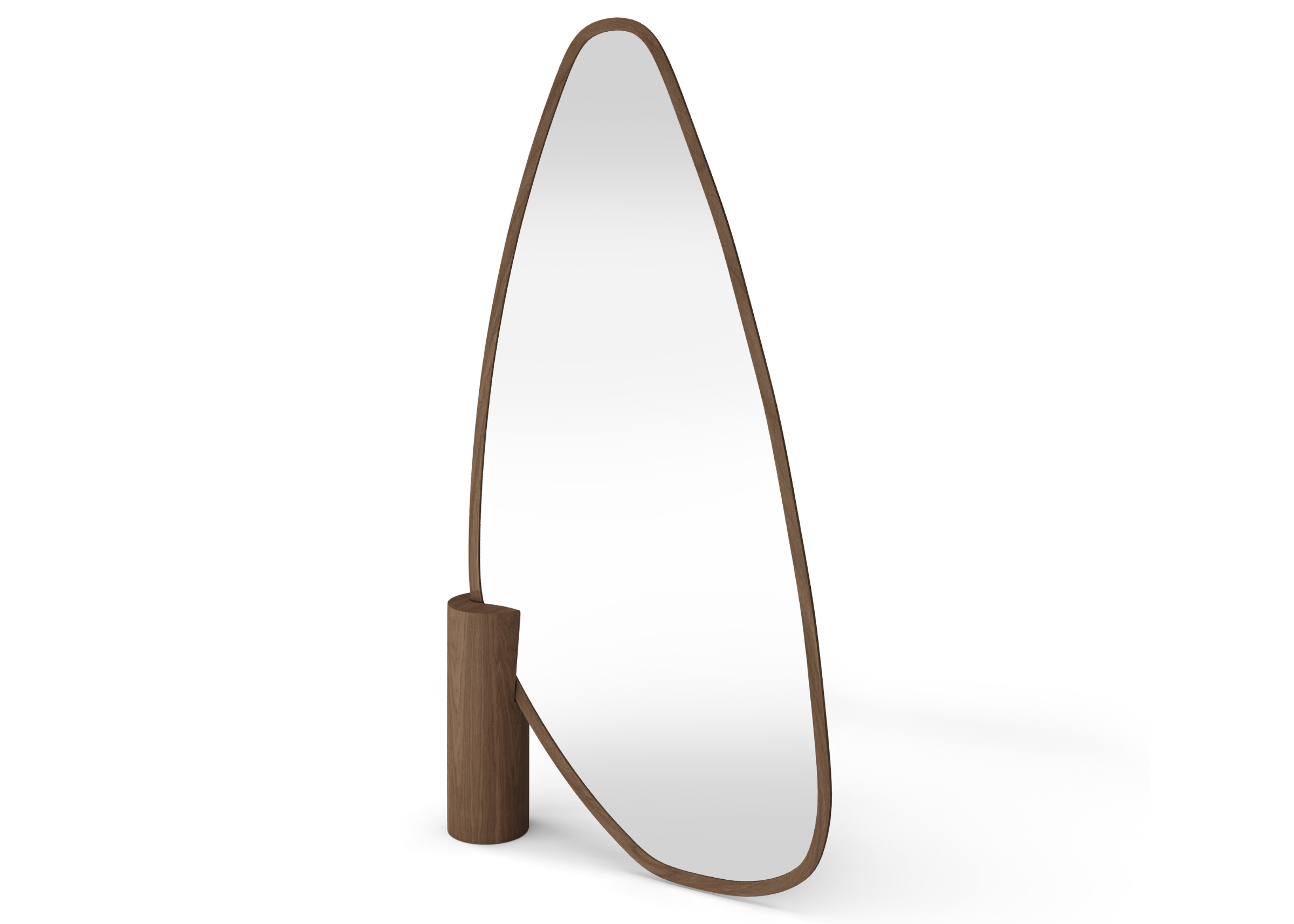Espelho de Chão Tesia com moldura orgânica em madeira natural e design contemporâneo sofisticado