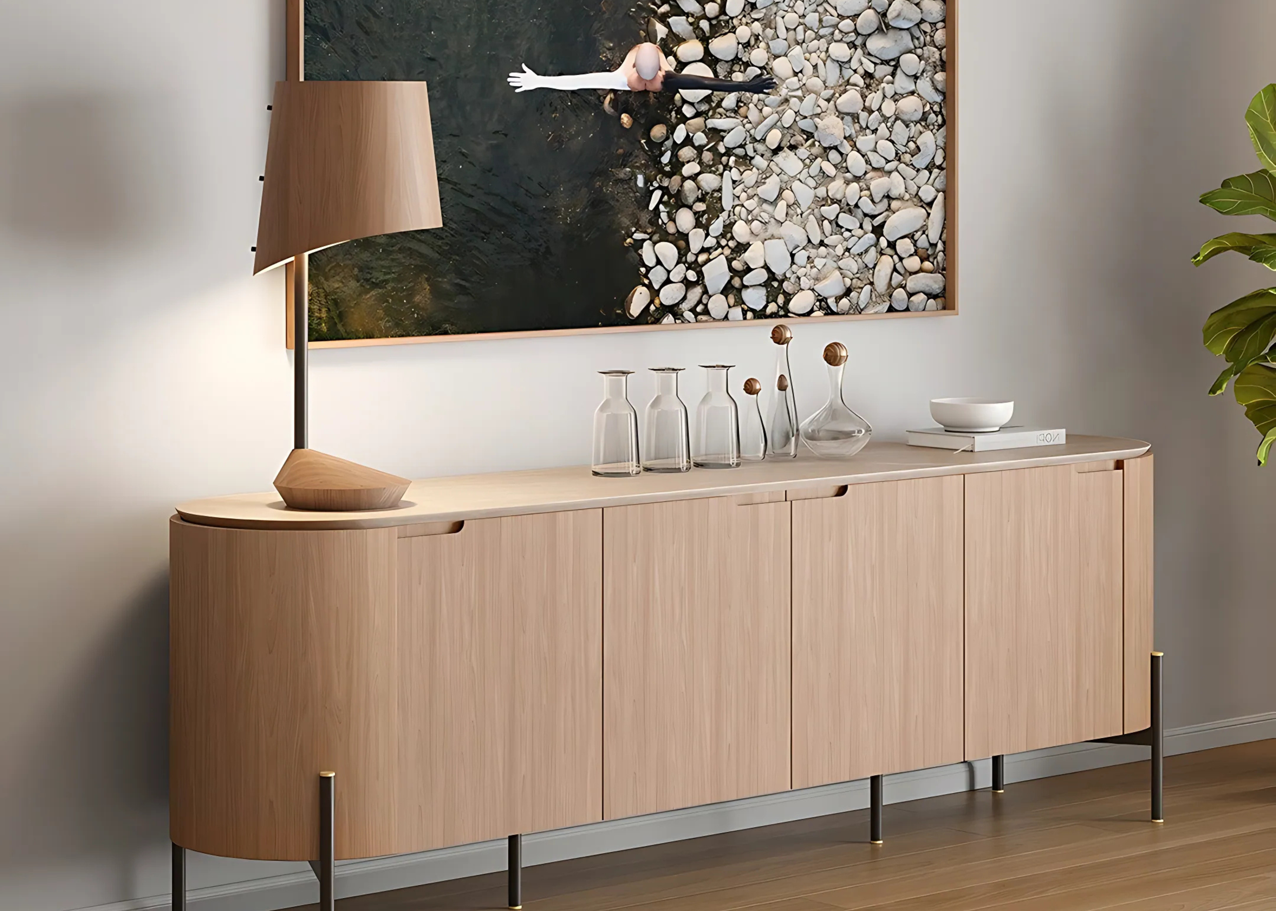 Luminária Charlie com design contemporâneo e acabamento sofisticado, vista em ambiente moderno. Peça decorativa ideal para salas de estar, escritórios ou quartos com estilo atual.