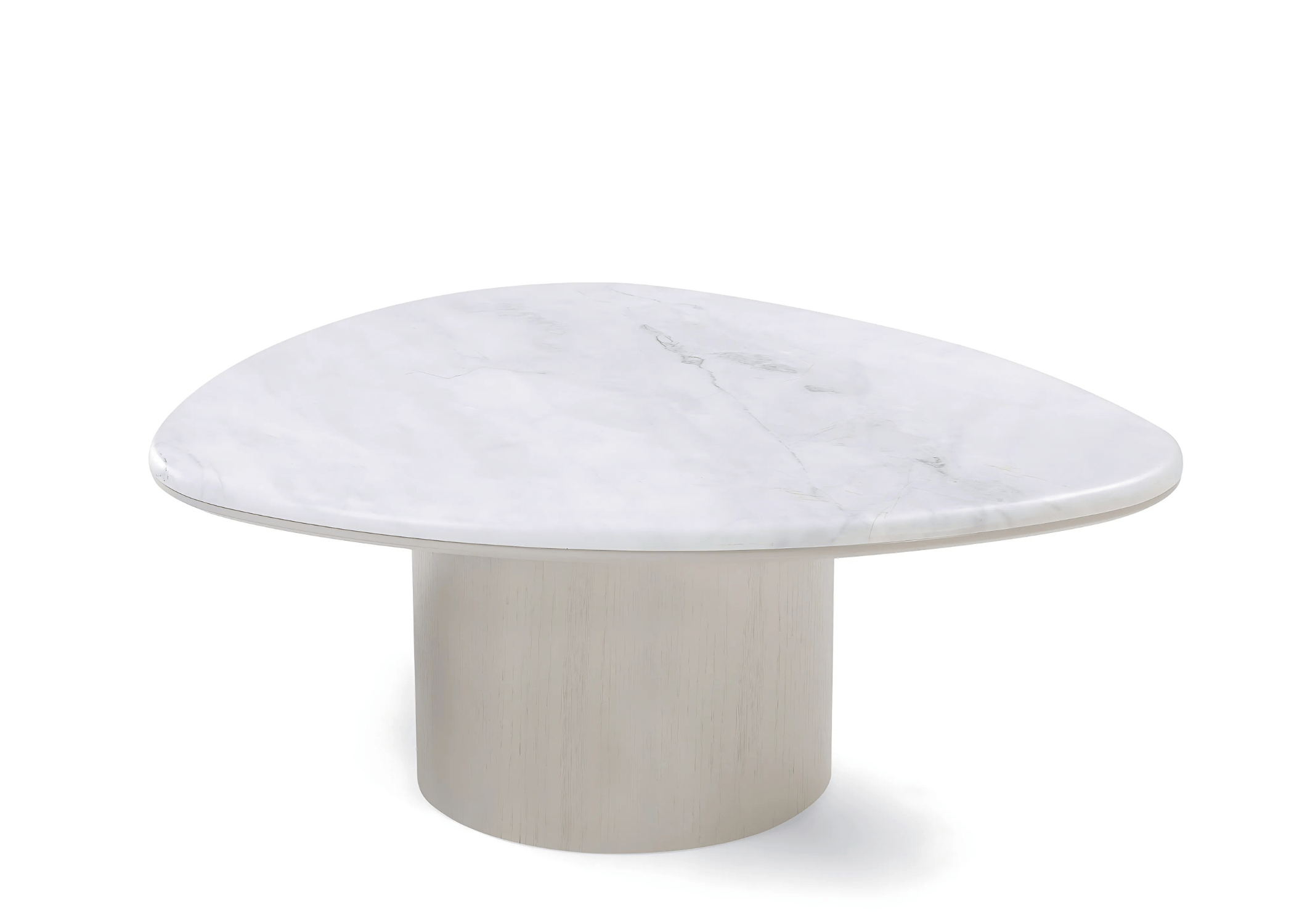 Mesa de apoio Clara com design orgânico e tampo em mármore branco
