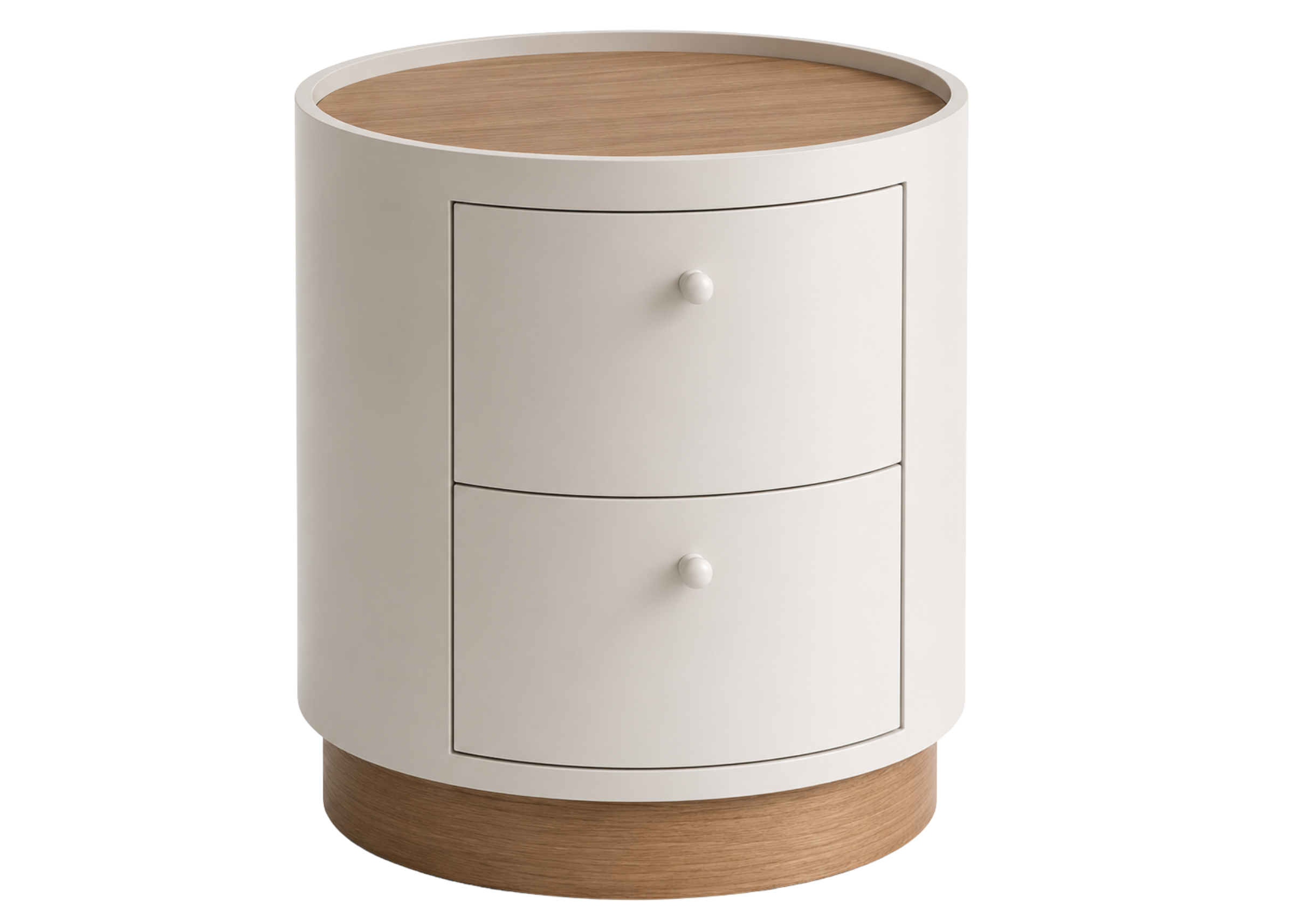 Mesa de cabeceira Lusso com acabamento laqueado porcelana, apresentando design elegante e sofisticado, ideal para compor quartos modernos e refinados.