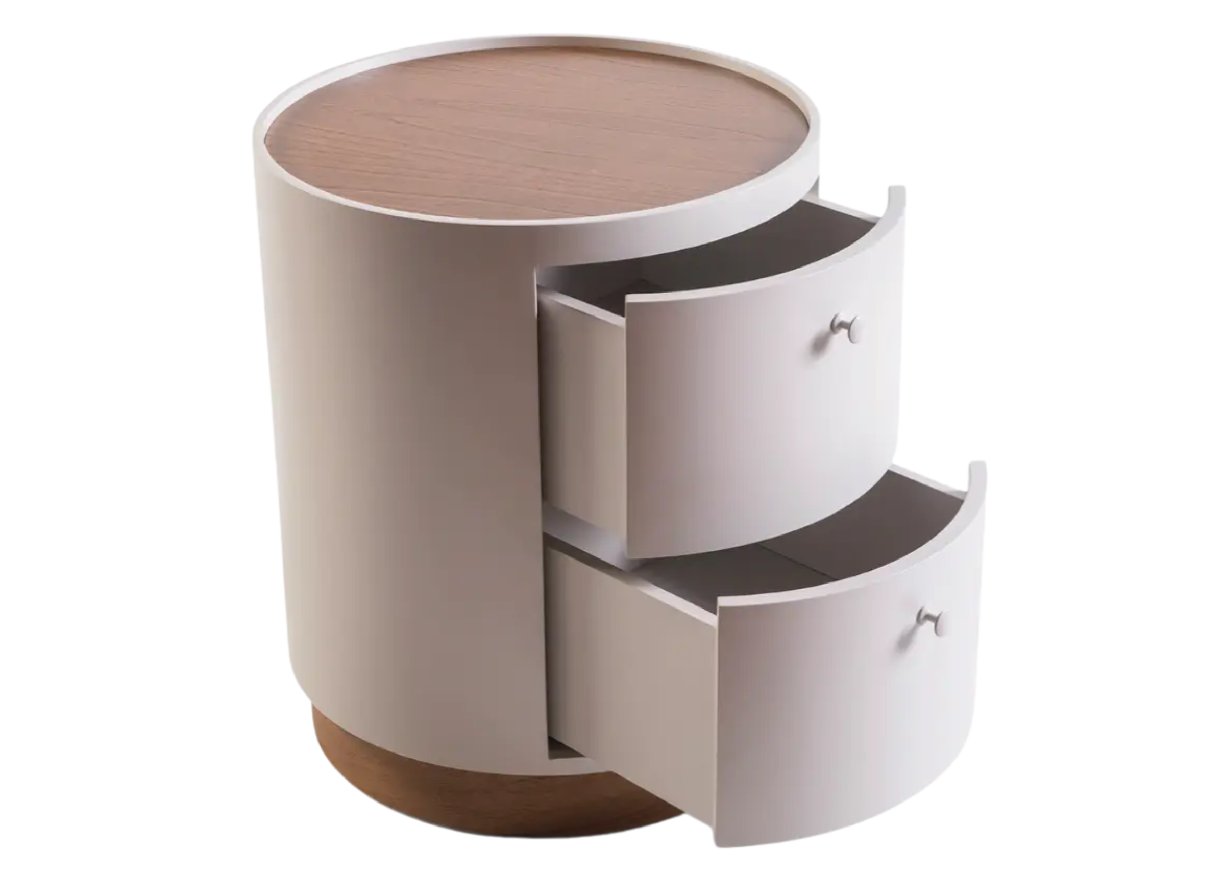 Mesa de cabeceira Lusso com portas abertas, apresentando design sofisticado e elegante, ideal para compor quartos modernos e refinados.
