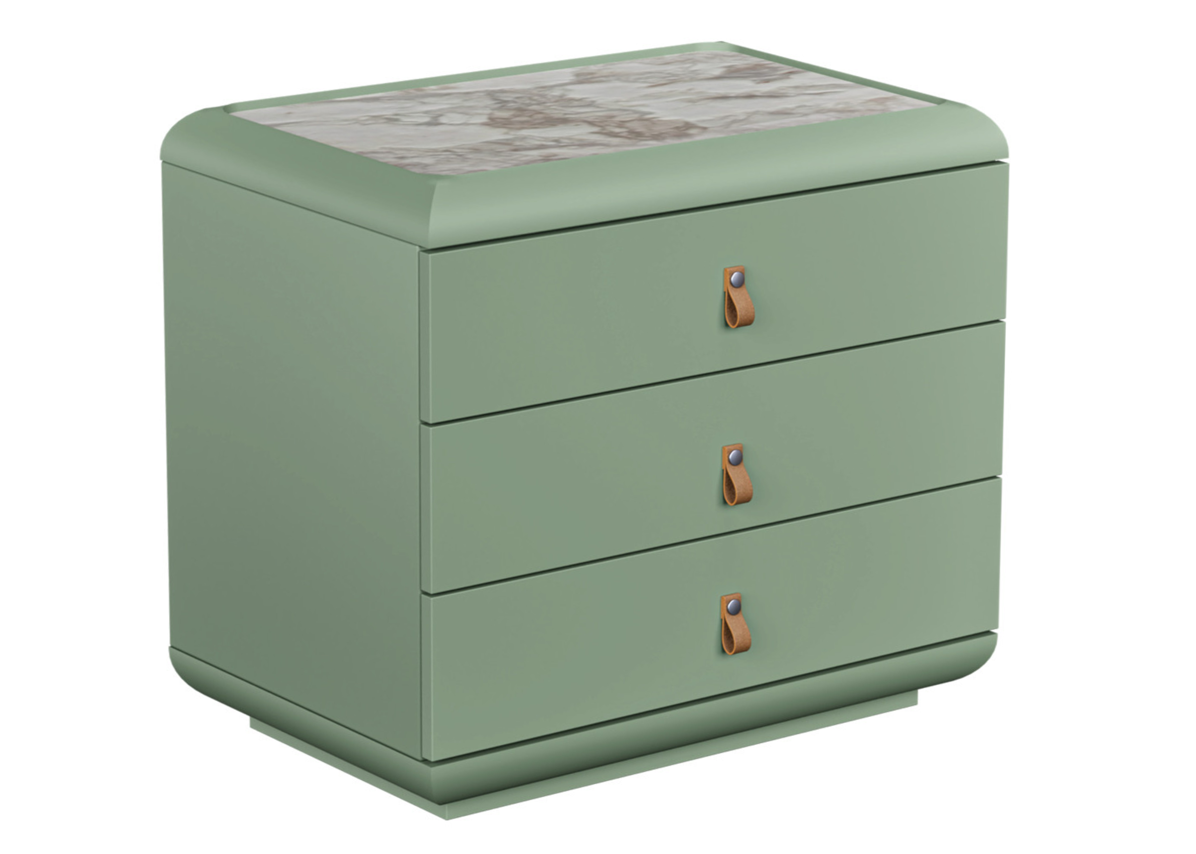 Mesa de cabeceira Thor com acabamento verde e tampo em lâmina TS, apresentando design elegante e sofisticado, ideal para compor quartos modernos e refinados.
