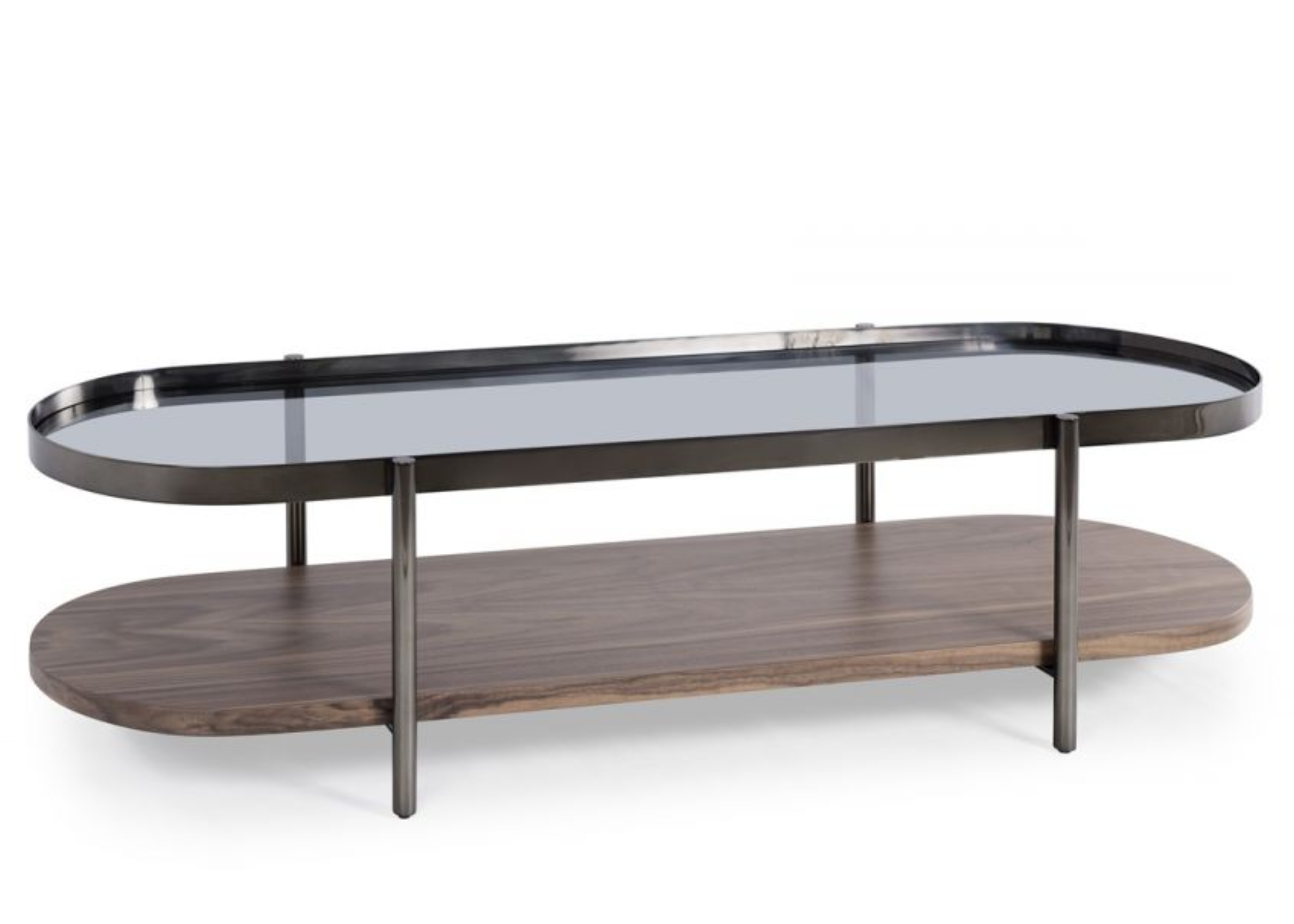 Mesa de centro Calla II com acabamento em aço inox, destacando-se pelo design sofisticado e pela elegância ideal para compor ambientes modernos.