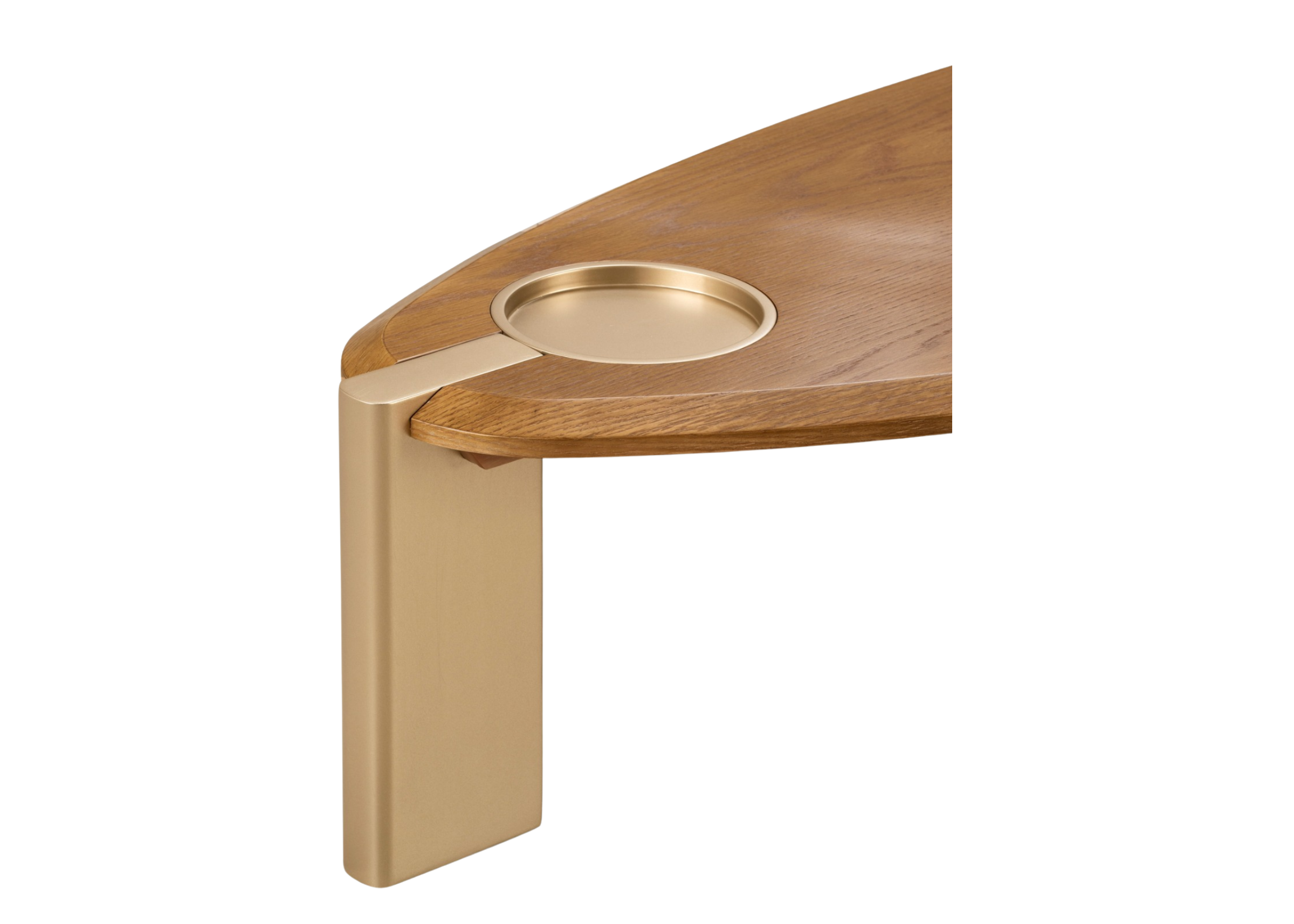 Mesa de centro Divine com detalhe metalizado e bandeja integrada, apresentando design elegante e sofisticado, ideal para compor ambientes modernos e refinados.