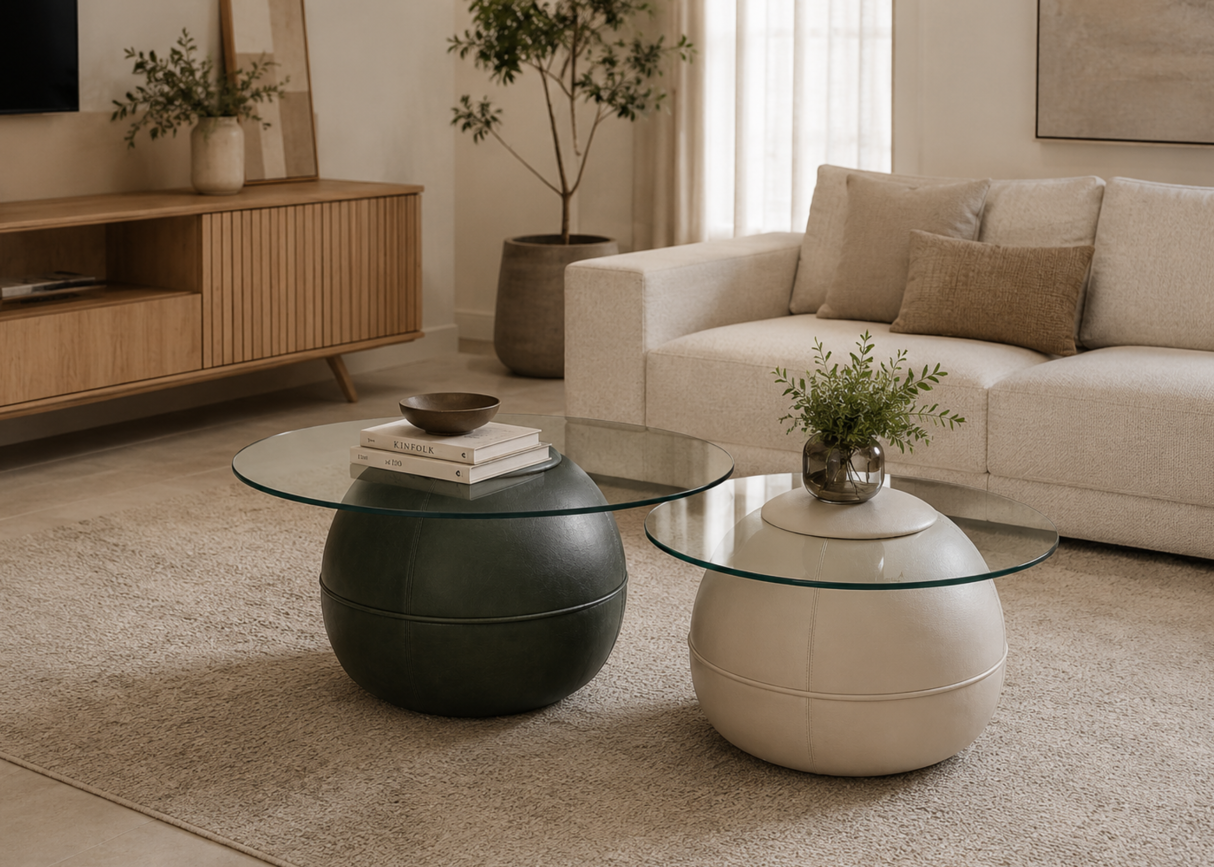 Mesa de centro Stella em ambiente moderno com design sofisticado e elegante, ideal para compor espaços contemporâneos e refinados.