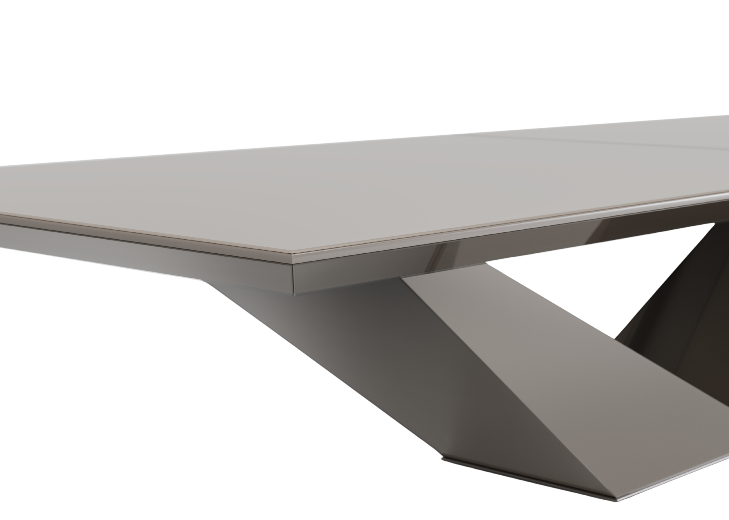 Mesa de jantar espelhada Opulence com base e tampo em vidro ou espelho, apresentando design elegante e sofisticado, ideal para compor ambientes luxuosos e contemporâneos.