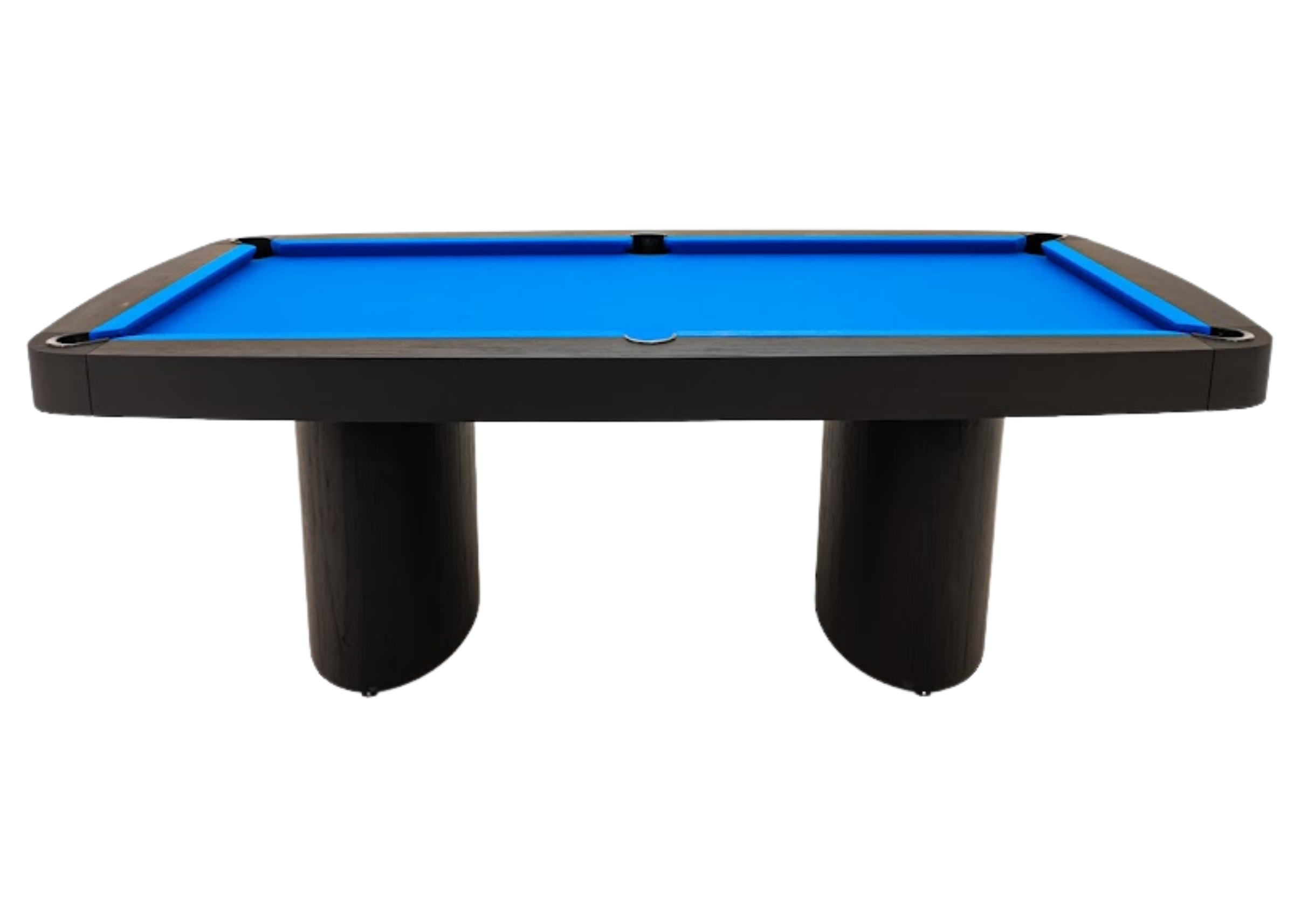 Mesa de sinuca Dual 2 em 1 com função jantar e tecido azul royal, apresentando design elegante e versátil, ideal para compor espaços sofisticados.