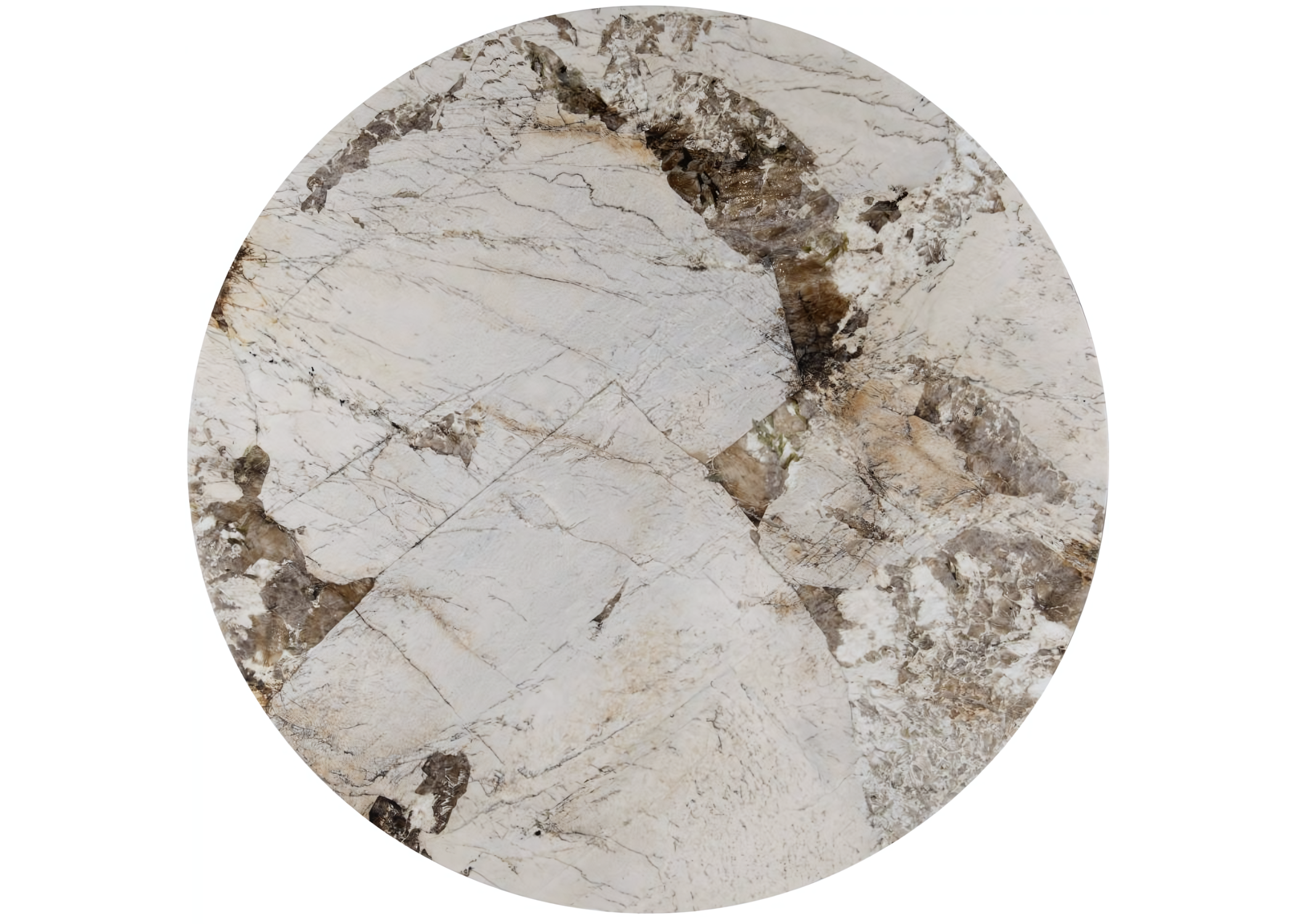 Mesa de jantar Imperadora com tampo em mármore Alpinus, destacando-se pelo design elegante e acabamento sofisticado, ideal para compor salas de jantar luxuosas.