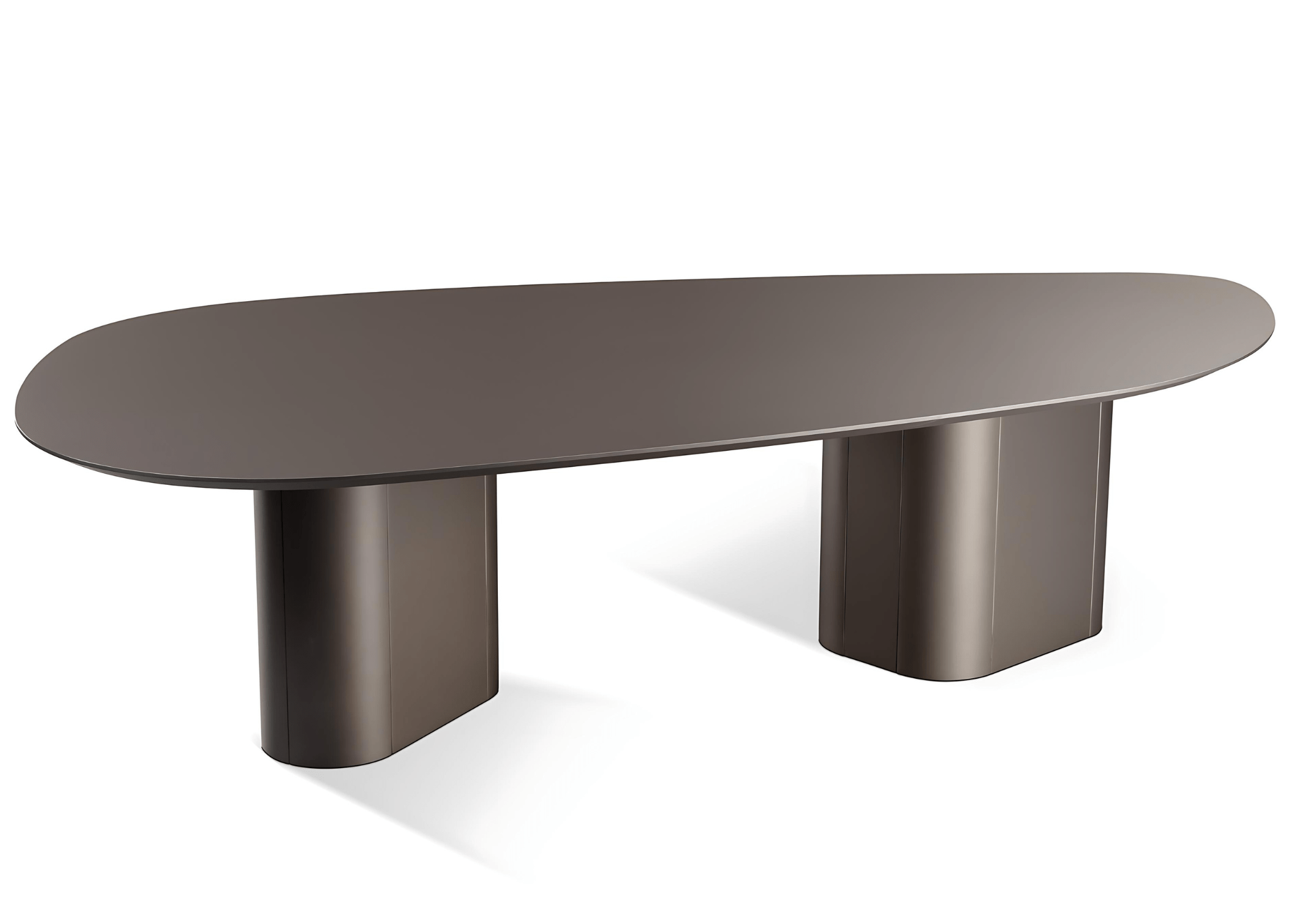 Mesa de Jantar Orgânica Artemis com tampo assimétrico em laca e base com linhas elegantes.