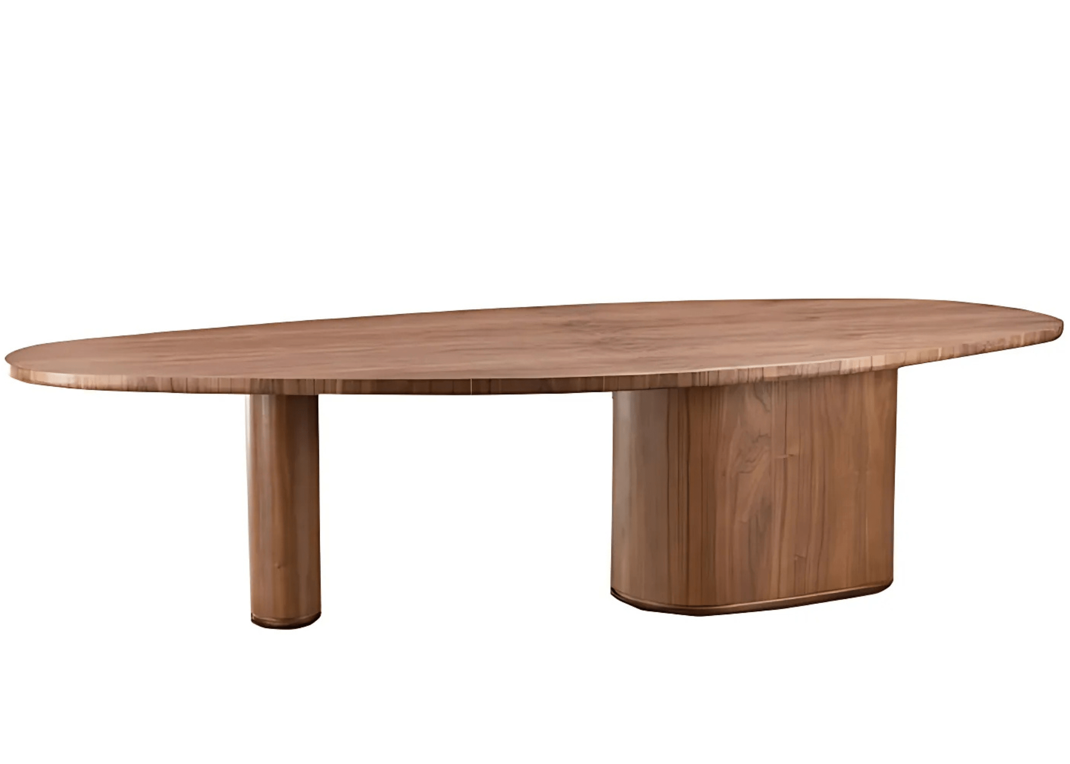 Mesa de Jantar Orgânica Royal com tampo de madeira em formato orgânico e base robusta.