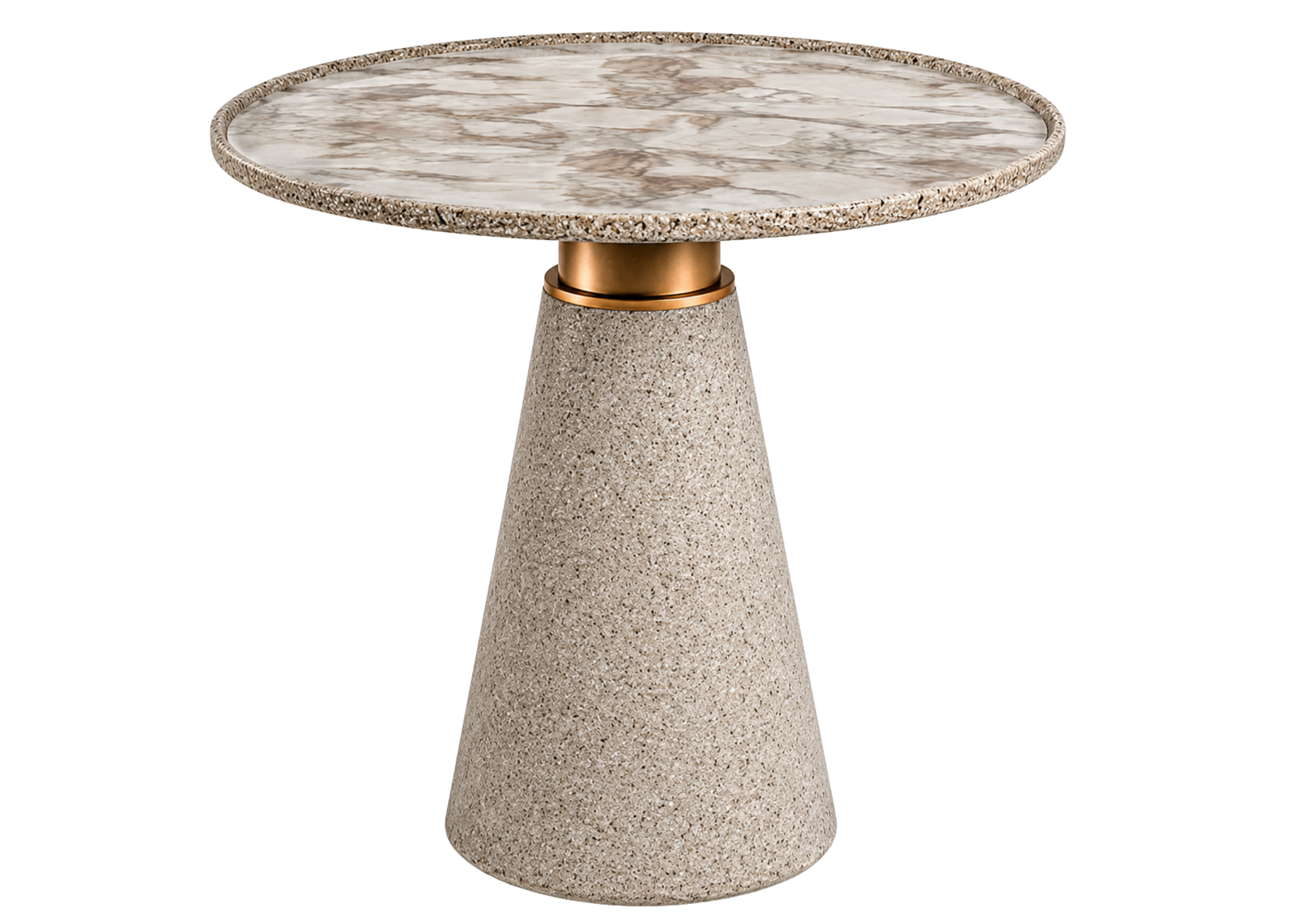 Mesa lateral Coquetelo com acabamento efeito pedra e tampo TS, apresentando design elegante e sofisticado, ideal para compor ambientes modernos e refinados.