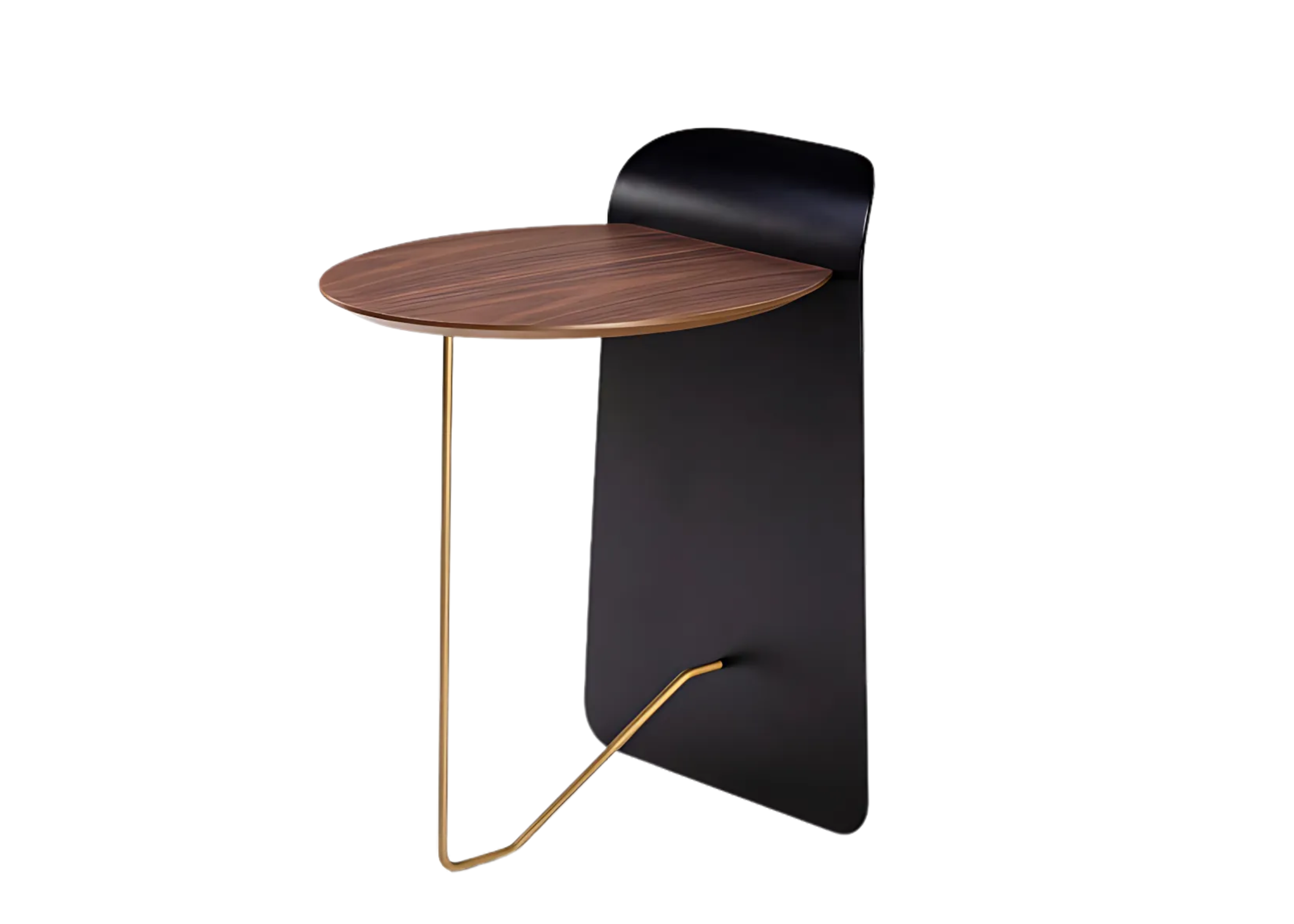 Mesa lateral com tampo em carvalho amêndoa, design moderno e elegante, perfeita para complementar salas de estar e ambientes sofisticados.