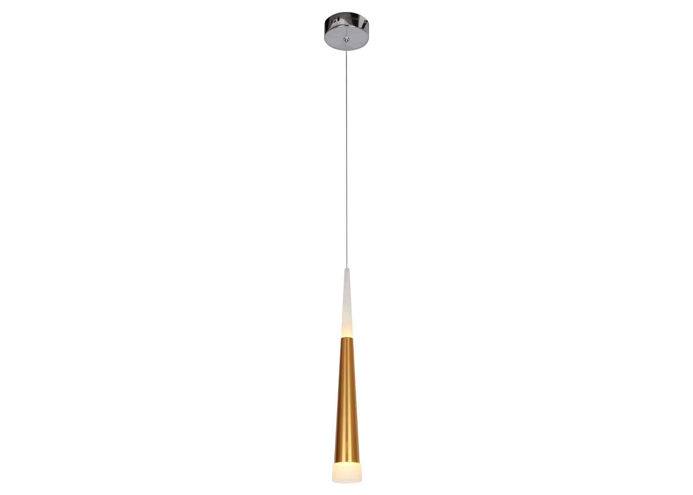 Pendente 5047 com estrutura em metal, alumínio e acrílico no acabamento Cobre Light, apresentando design elegante e sofisticado para ambientes modernos.