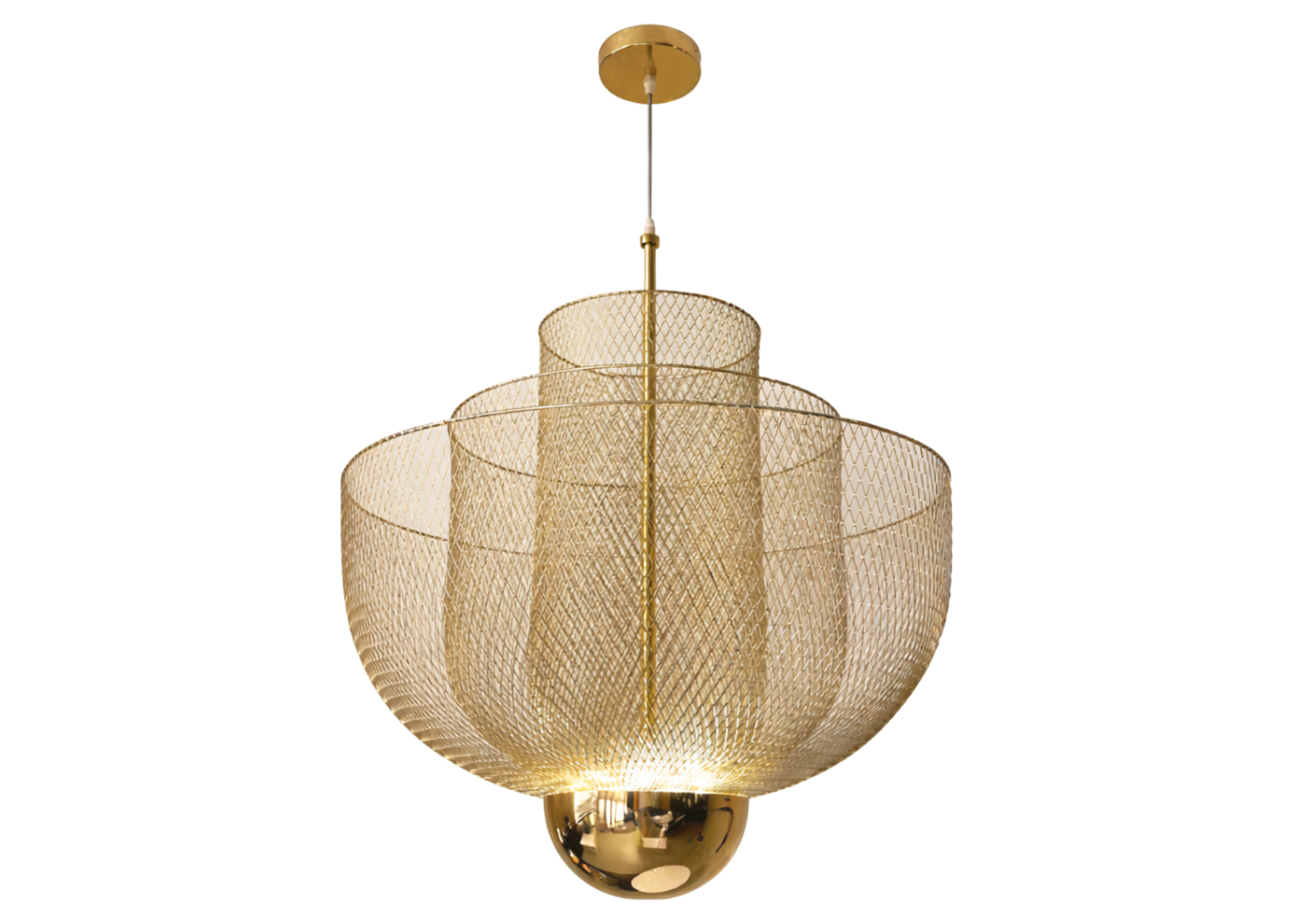 Pendente 5057-80 com estrutura em metal dourado acobreado com brilho, apresentando design elegante e sofisticado para ambientes modernos.
