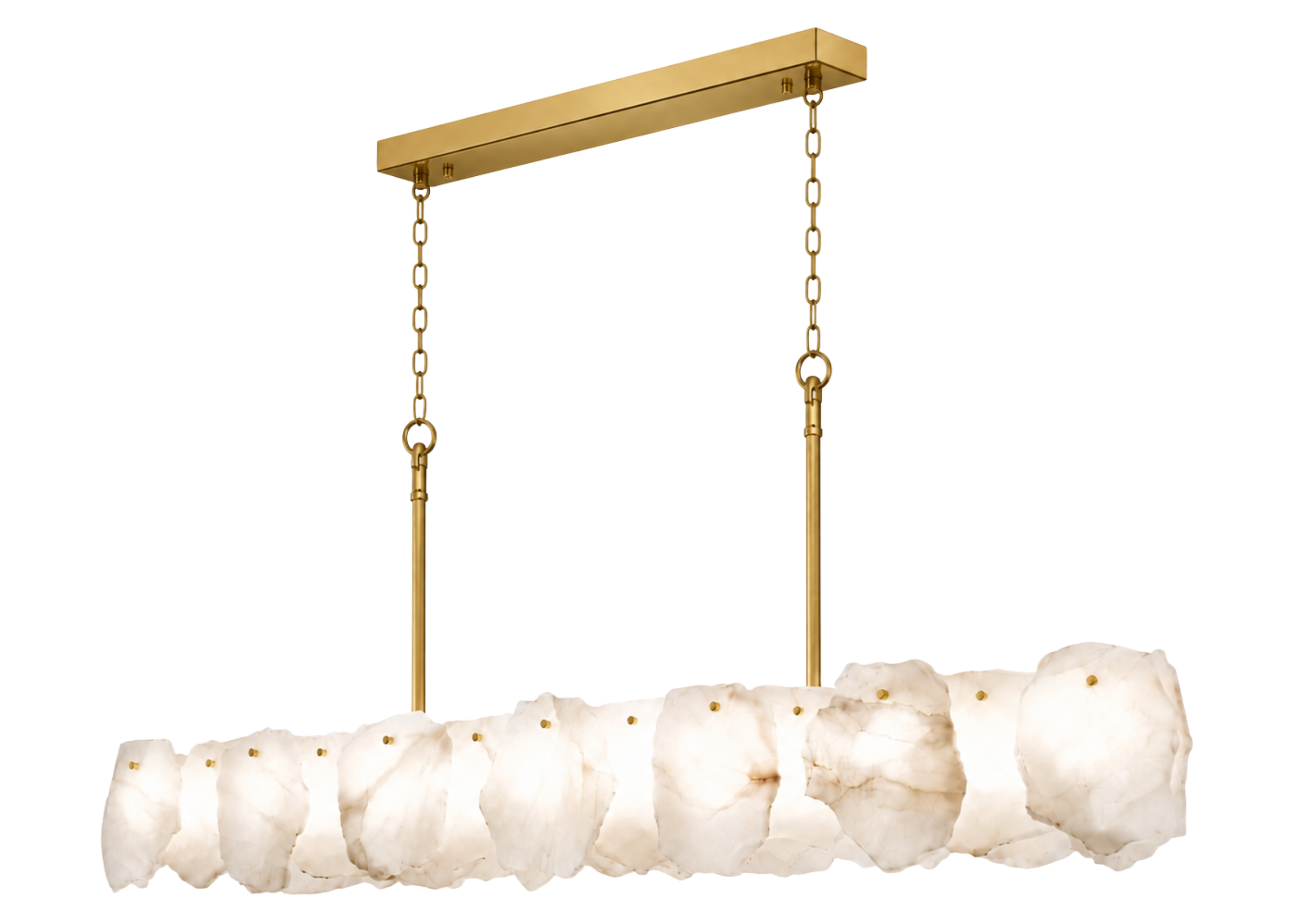 Pendente modelo 5153 em metal dourado com alabastro natural, ideal para compor ambientes elegantes e contemporâneos.