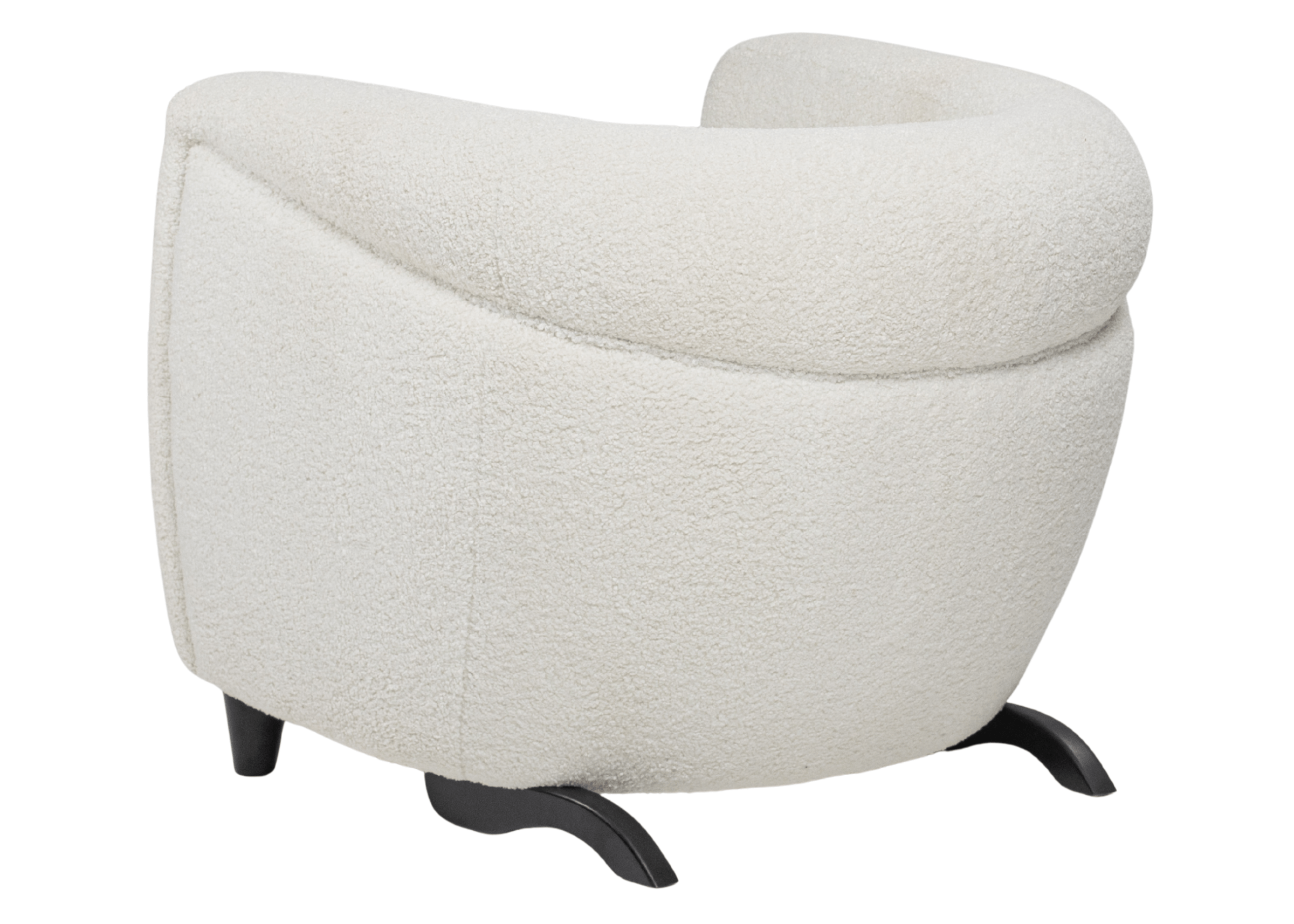 Poltrona Argos de design contemporâneo detalhes elegantes do encosto.