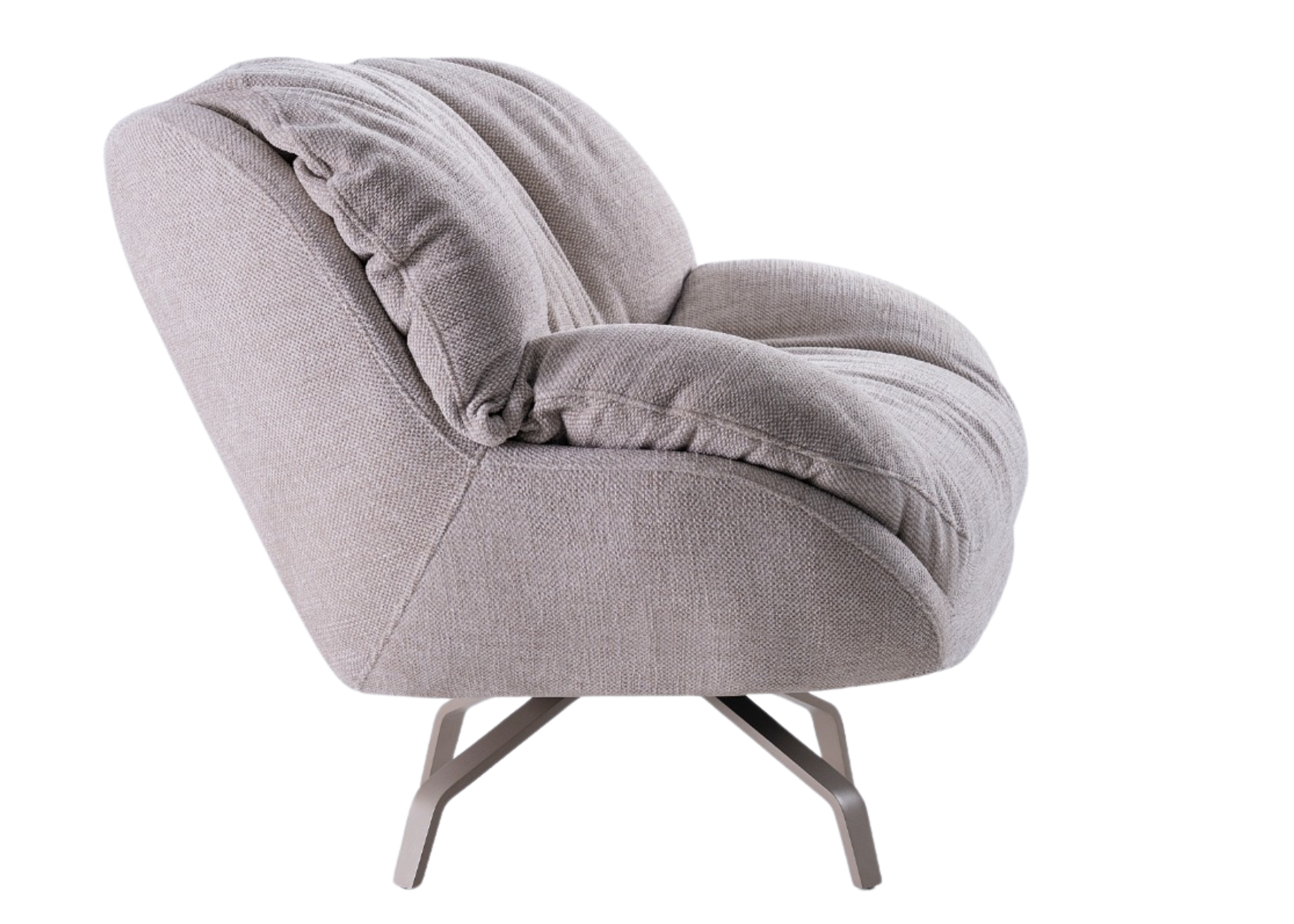 Poltrona com puff Polaris sofisticada, com base em pintura epóxi, ideal para compor ambientes modernos e elegantes.
