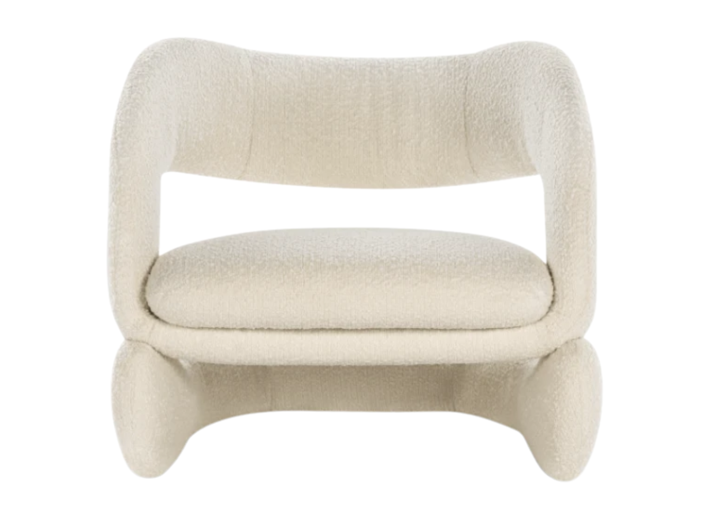 Poltrona Cylos com conforto sofisticado e revestimento off white, destacando design elegante para salas de estar contemporâneas.