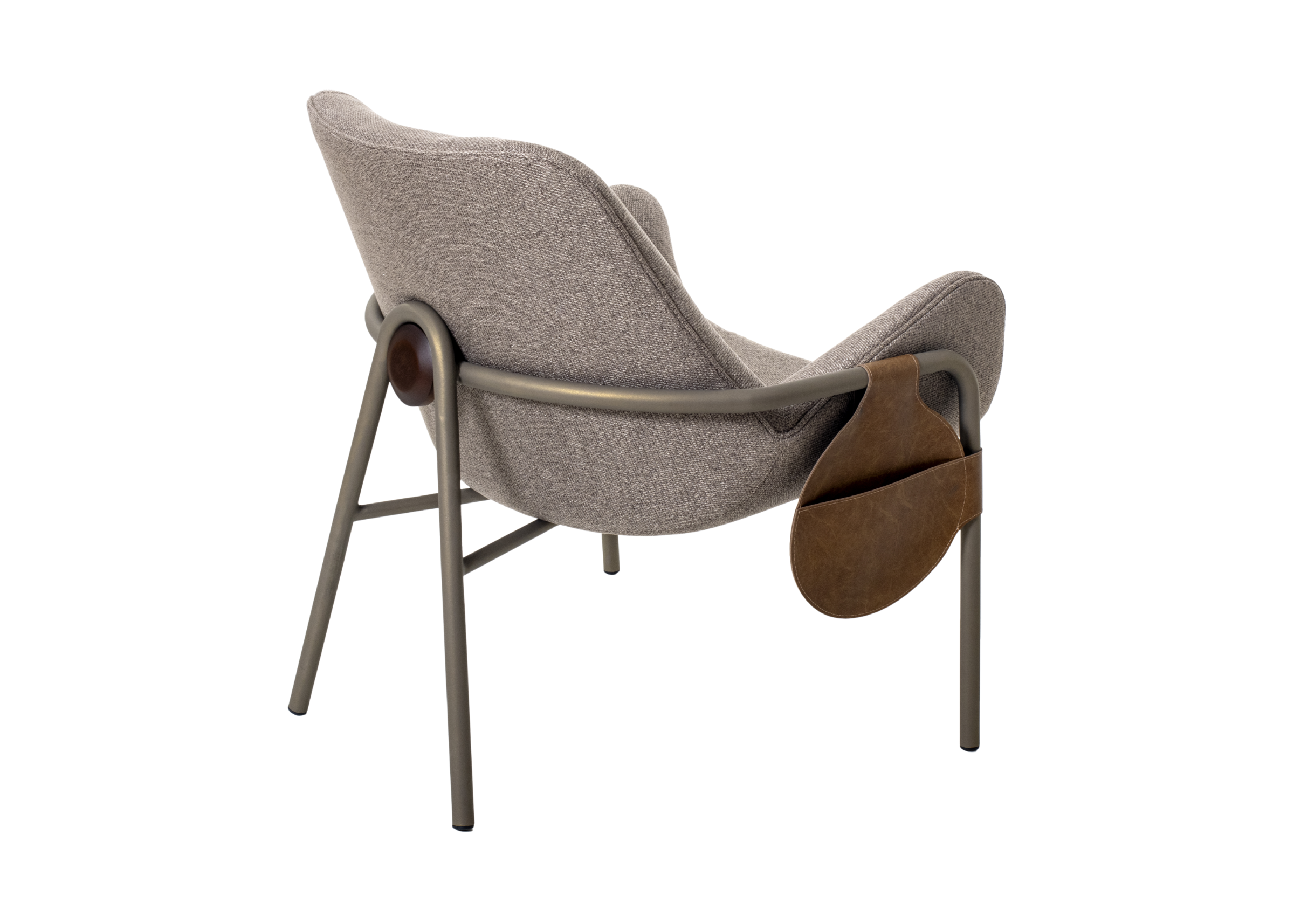 Poltrona estofada moderna modelo Arezzo, em linho rústico com base em aço carbono, design confortável e elegante.