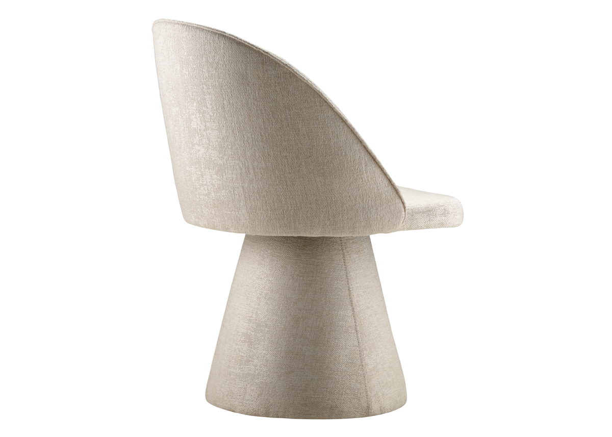 Poltrona giratória Evenn com costas elegantes e design confortável, apresentando acabamento sofisticado e contemporâneo, ideal para compor ambientes modernos e refinados.