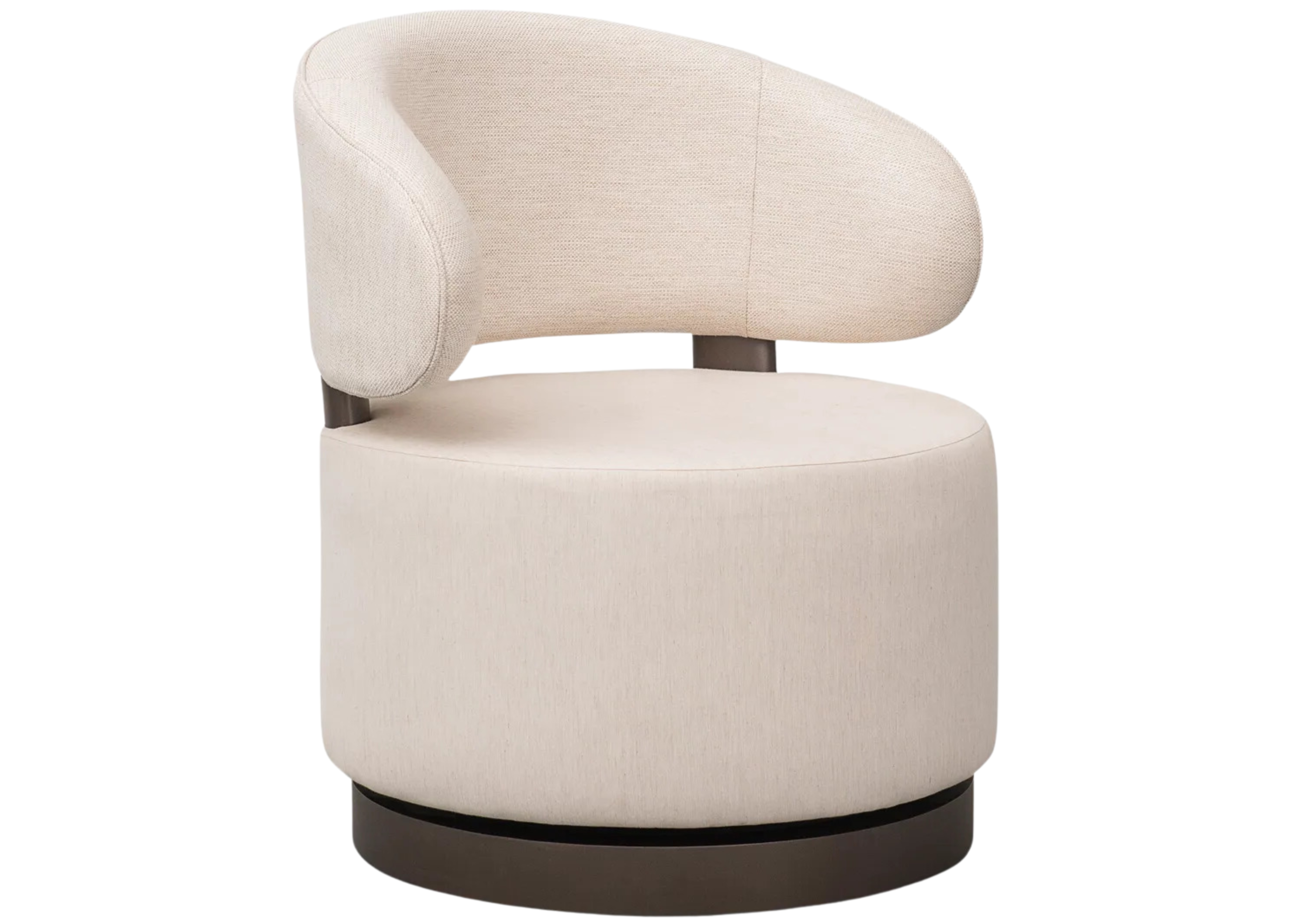 Poltrona Giratória Redonda Zayn estofada com design moderno para sala de estar