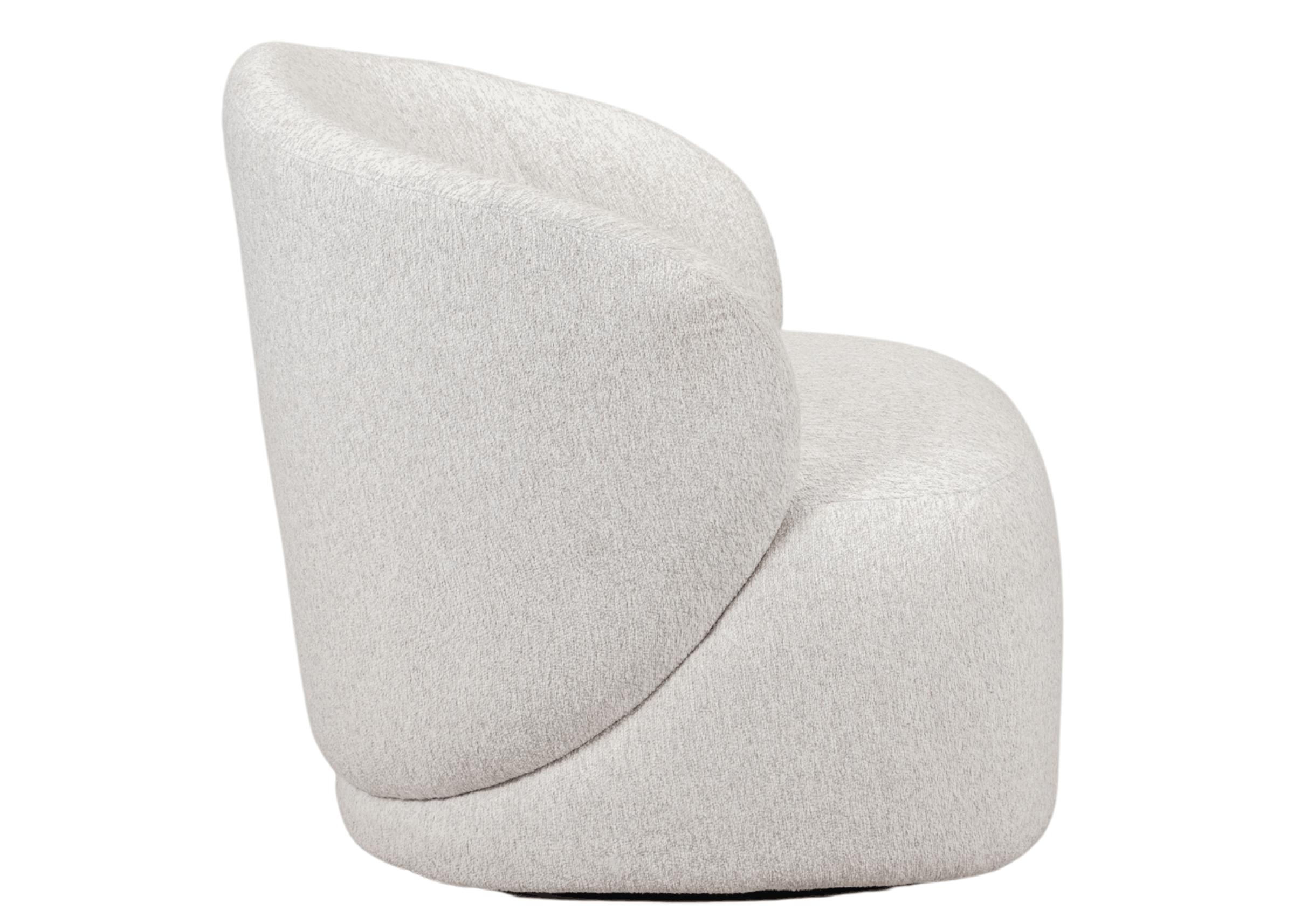 Vista lateral da Poltrona Giratória Nilo evidenciando formato envolvente e linhas suaves contemporâneas.