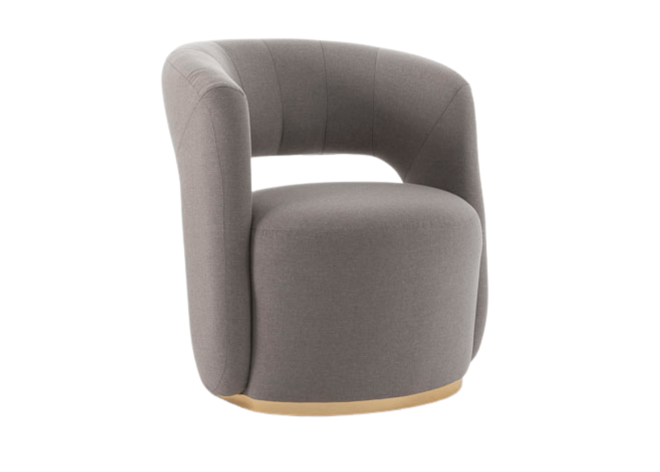Poltrona Nuvem moderna estofada com design orgânico e base dourada para sala de estar.