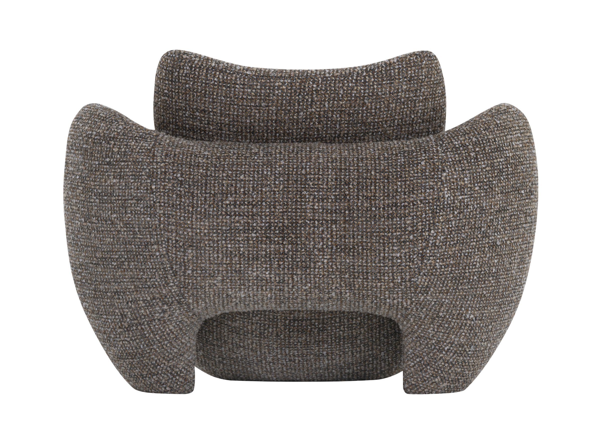 Poltrona Scala com costas detalhadas em tecido luxuoso, destacando design elegante e conforto para ambientes sofisticados.