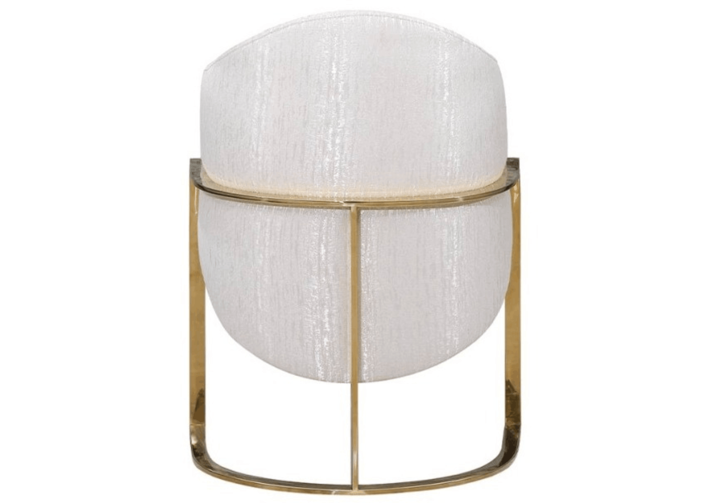 Poltrona Tulip com base metálica em aço inox e encosto arredondado, móvel elegante para ambientes contemporâneos.
