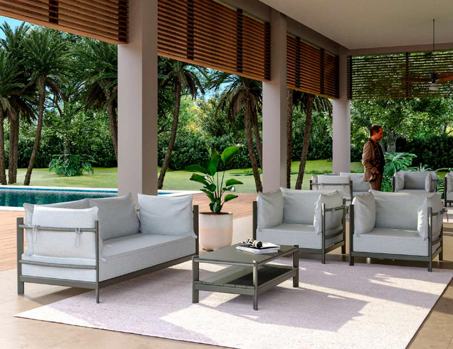 Sofá para área externa: Relaxe com estilo no sofá Sunset em seu espaço ao ar livre.