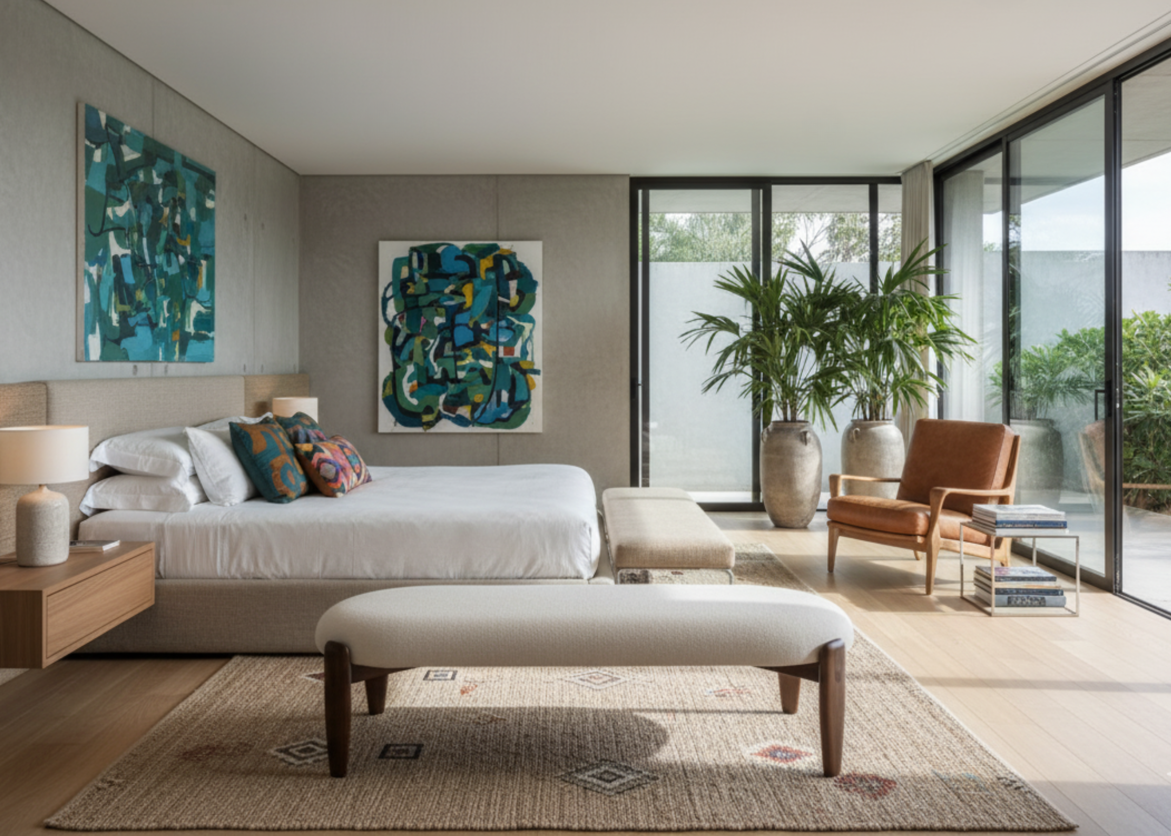 Recamier estofado modelo Ninho, ideal para quartos modernos, com design sofisticado e acabamento elegante.