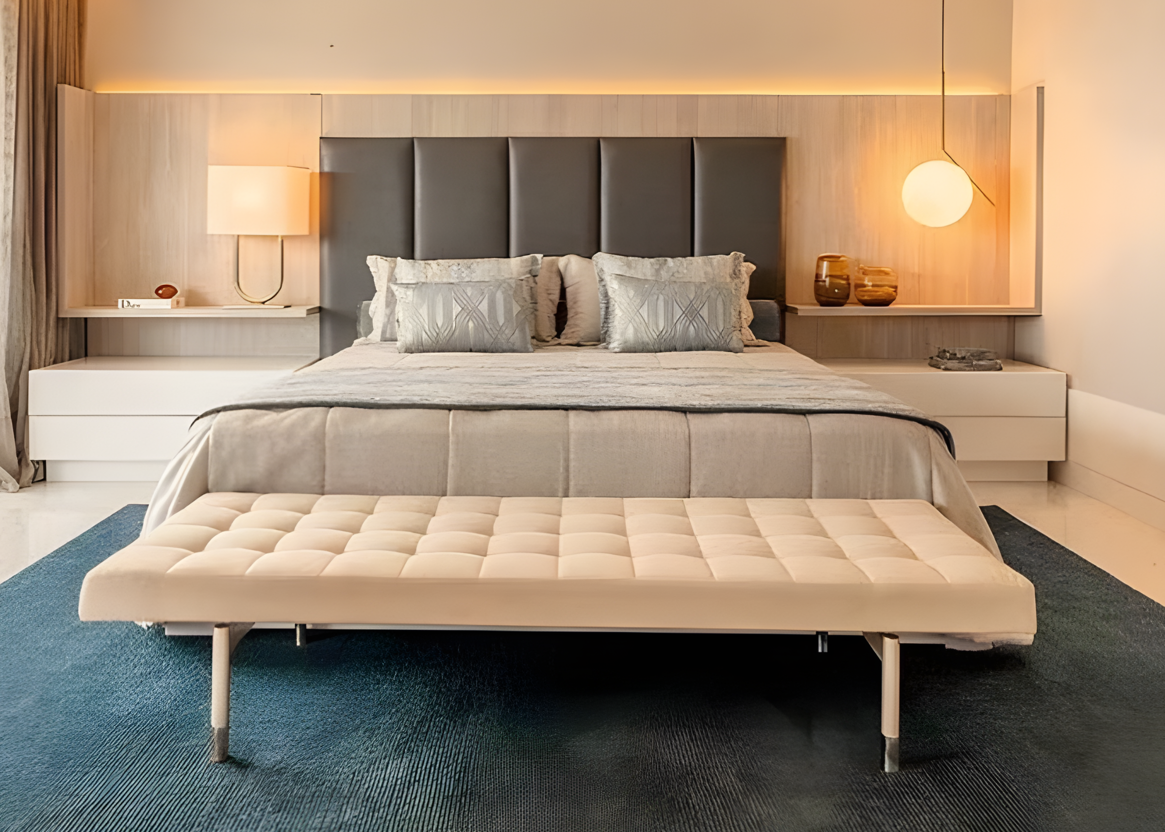 Recamier Havena com detalhes elegantes e acabamento luxuoso, oferecendo sofisticação e estilo ao ambiente.