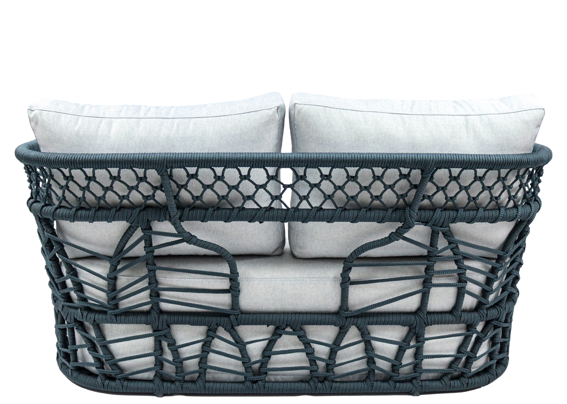 Sofá para área externa de dois e três lugares em corda náutica modelo Viena. Móvel para uso externo.