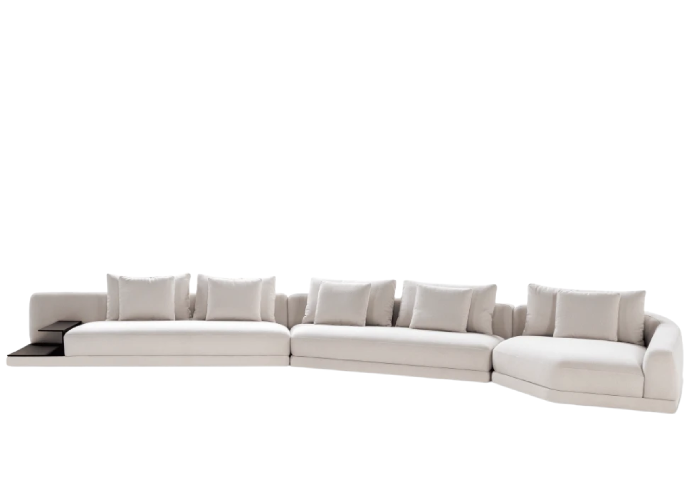Sofá Atmosfera com revestimento off white, apresentando design confortável e sofisticado, ideal para compor ambientes modernos e acolhedores.