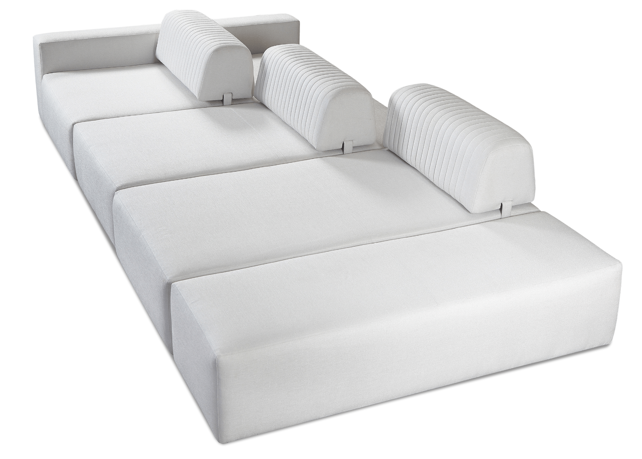 Sofá Ben com sistema automatizado de encosto em destaque, perfeito para ajustes personalizados e relaxamento.