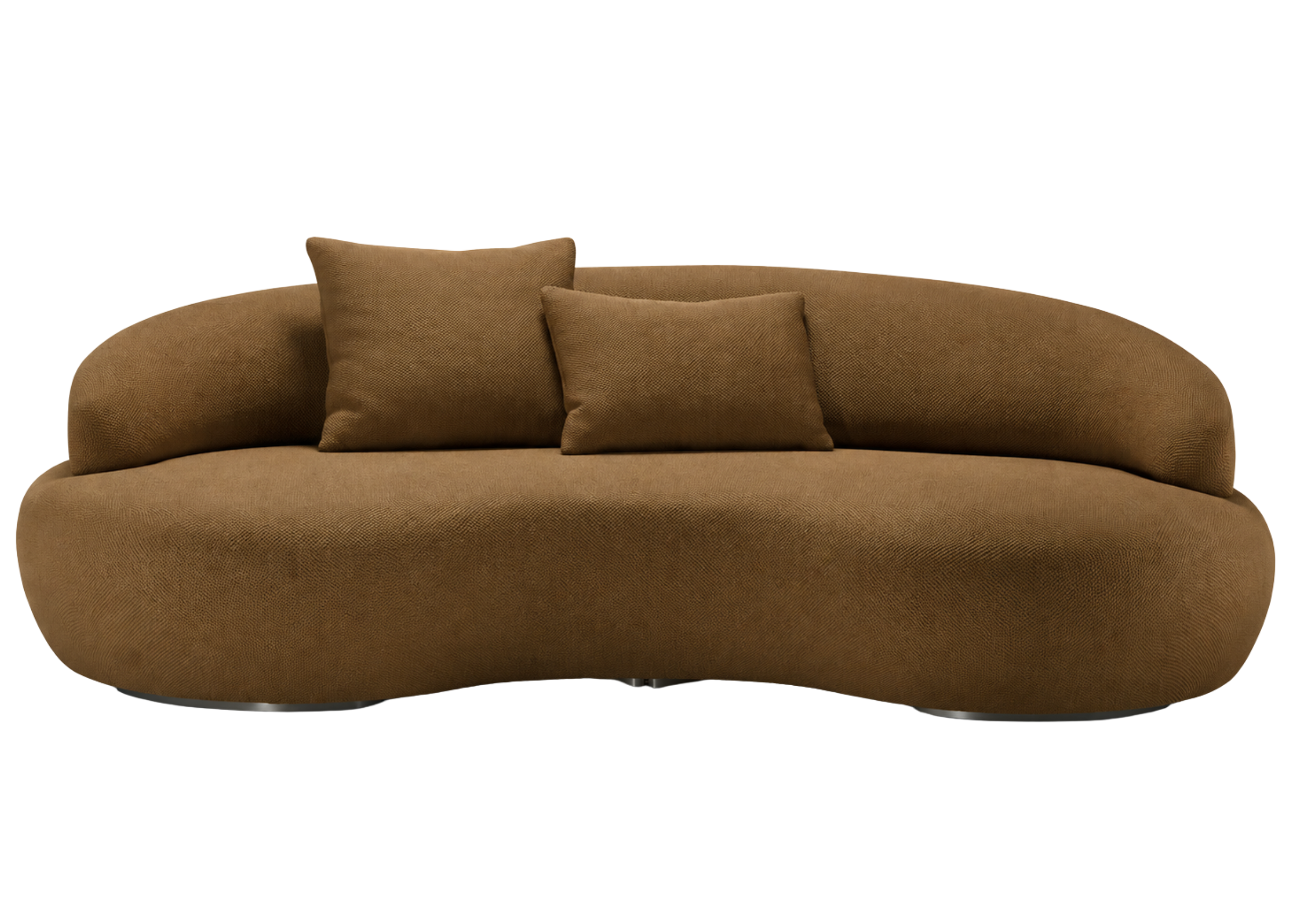 Sofá Cannes II com revestimento marrom escuro, apresentando design sofisticado e elegante, ideal para compor ambientes modernos e acolhedores.
