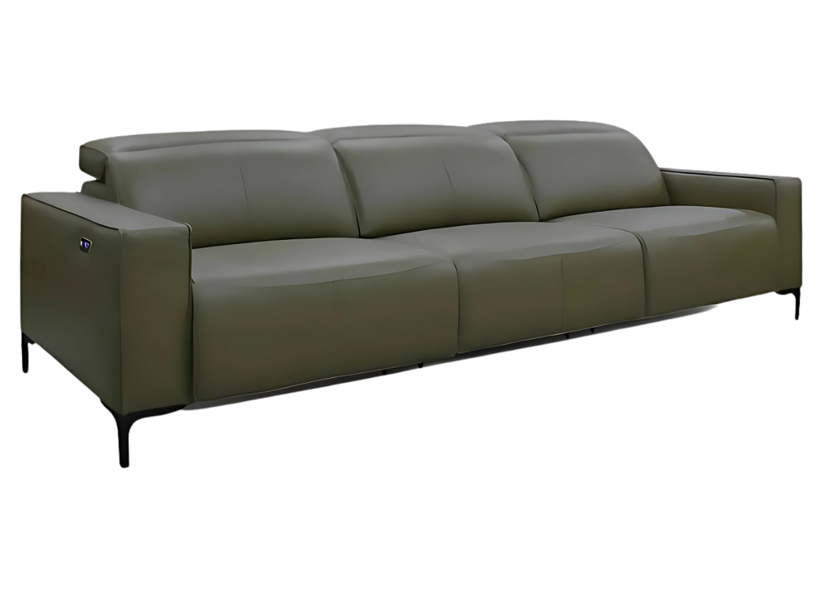 Sofá Casablanca I em couro natural com acabamento premium, vista sobre fundo neutro. Design elegante e contemporâneo, perfeito para salas de estar sofisticadas.