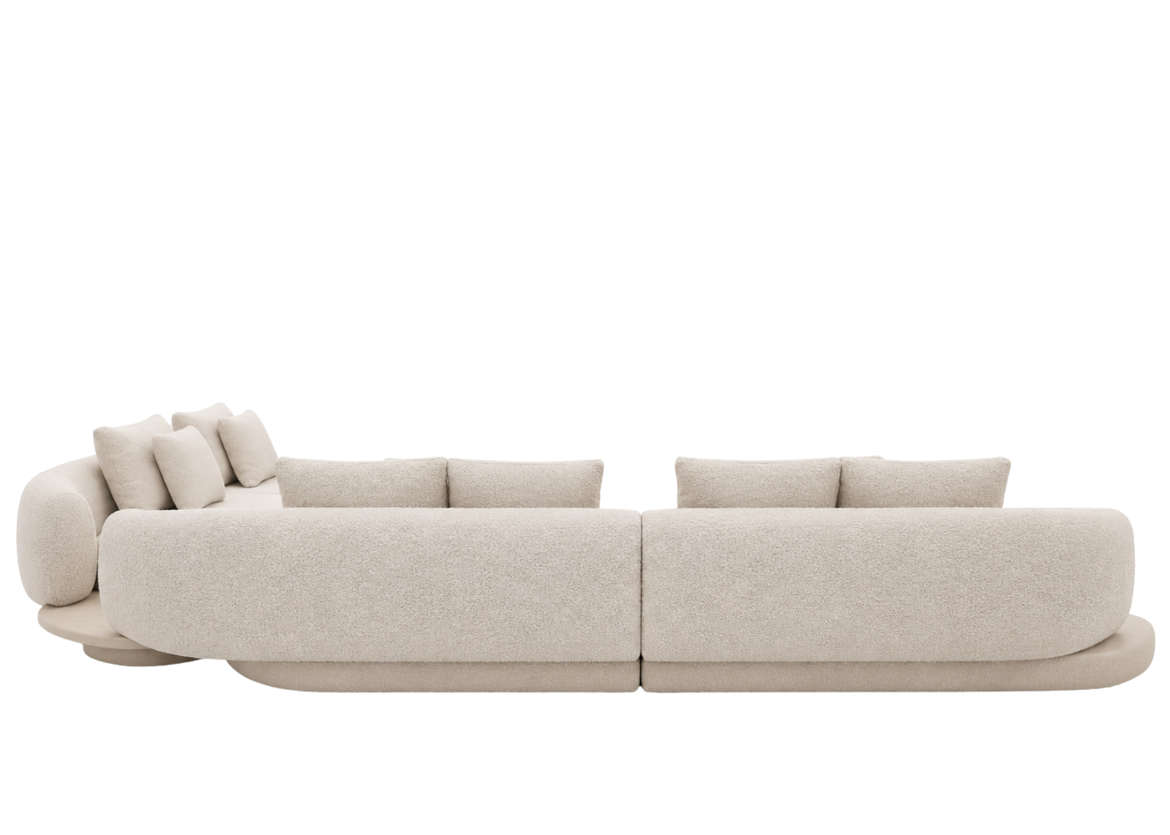 Sofá Élle com detalhes encantadores e almofadas decorativas, apresentando design sofisticado e elegante, ideal para compor ambientes modernos e acolhedores.