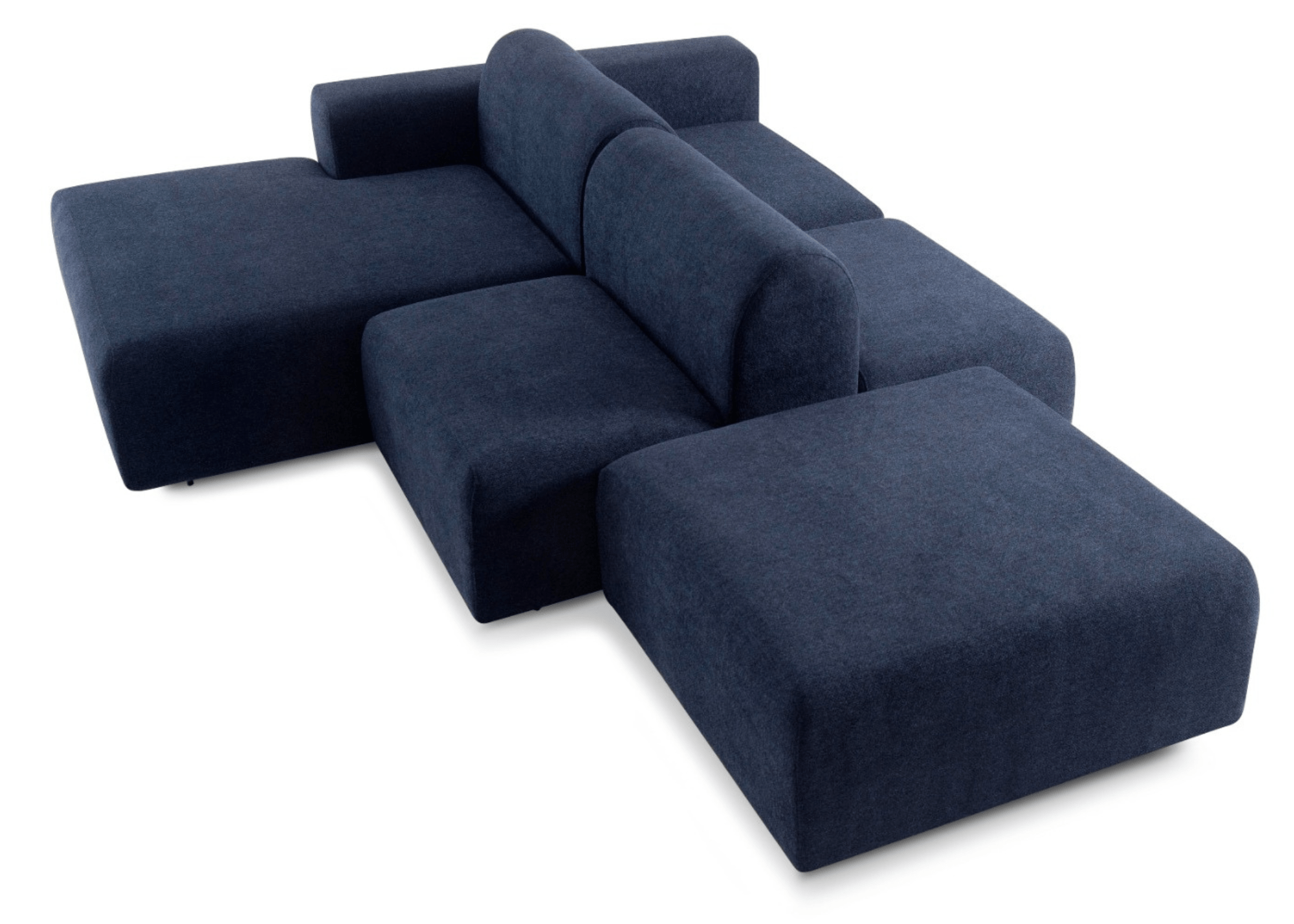 Sofá Ilha Max com puff versátil e estrutura moderna, ideal para integrar dois ambientes com sofisticação.