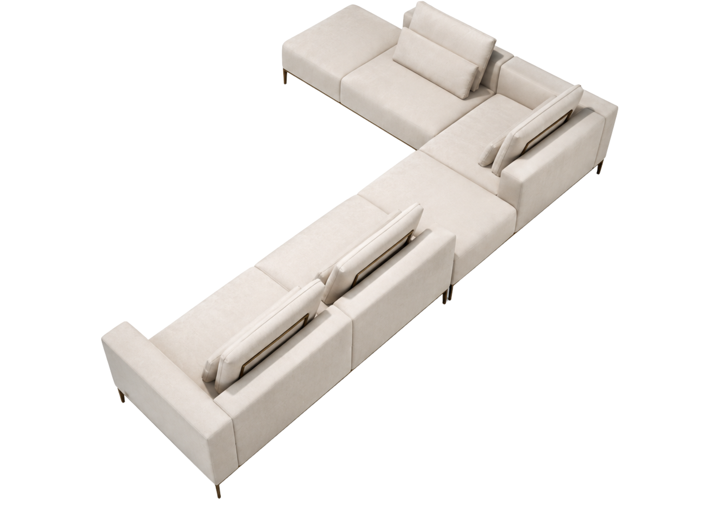 Sofá Toscana com pés metálicos, apresentando elegância e conforto em design sofisticado, ideal para compor ambientes modernos e acolhedores.